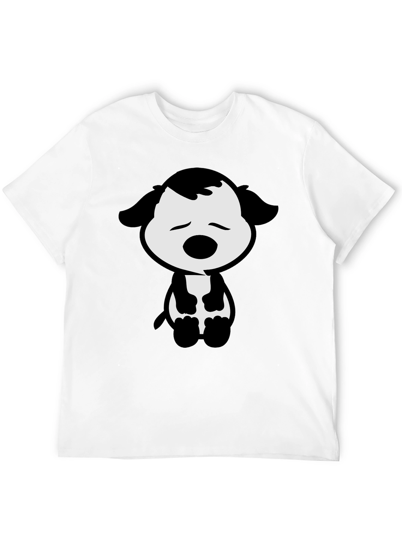Black Cute Cartoon Dog Graphic Tee - Black T-Shirt view 12