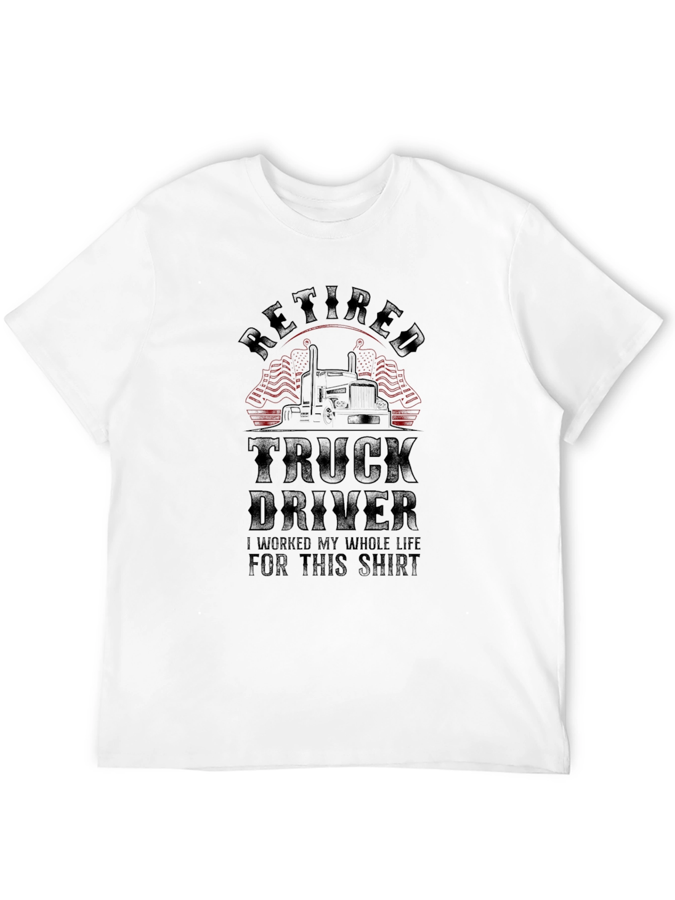 Black Retired Truck Driver Black Graphic T-Shirt view 12