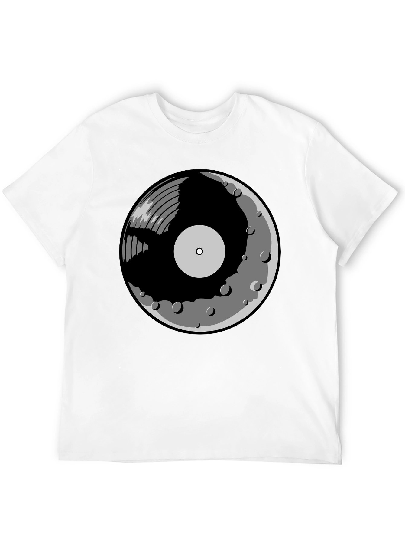 Black Vinyl Moon Graphic Tee - Music Lover Shirt view 12
