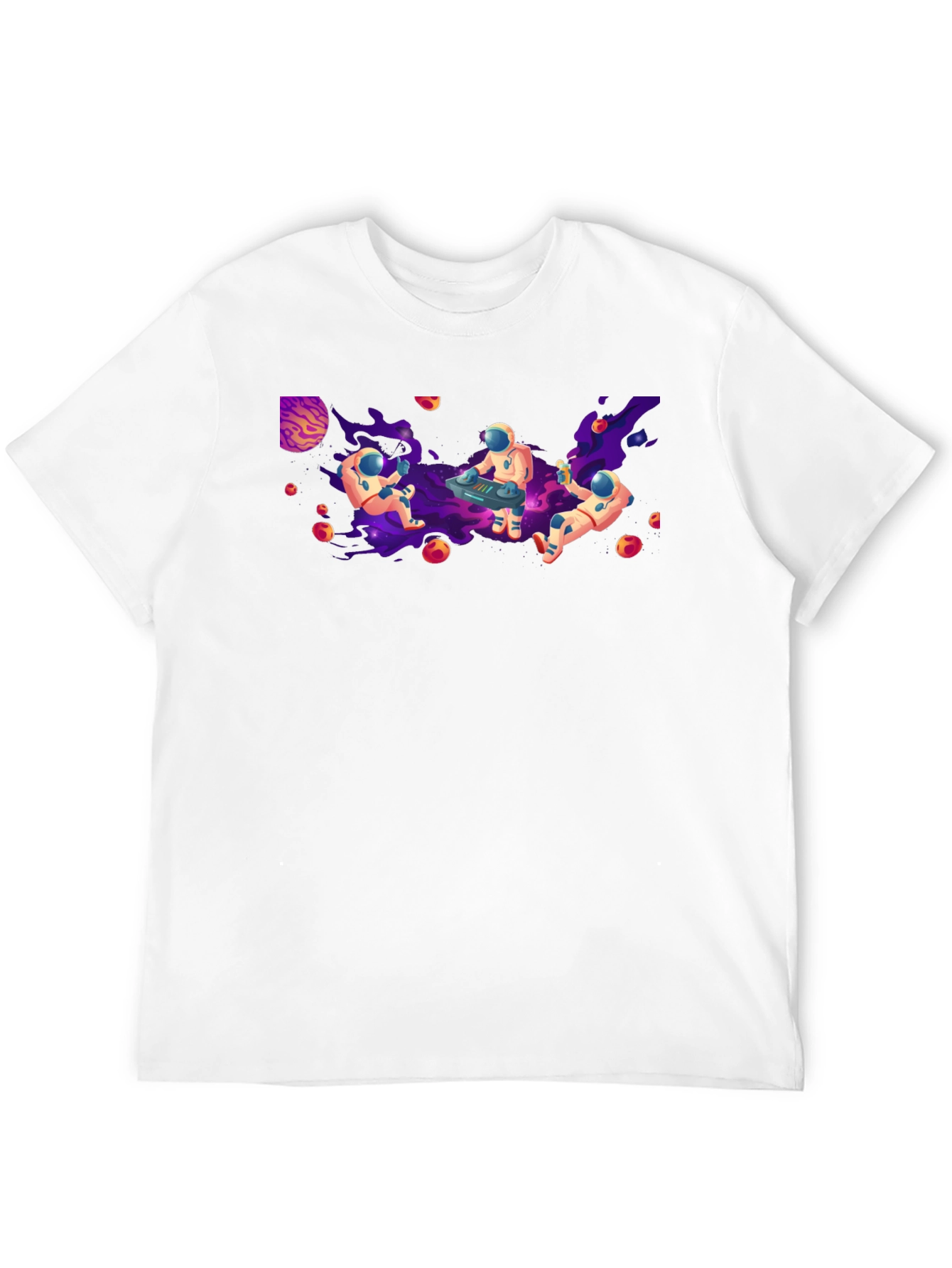 Black Astronaut Galaxy Party T-Shirt - Black Cotton Crew Neck view 12