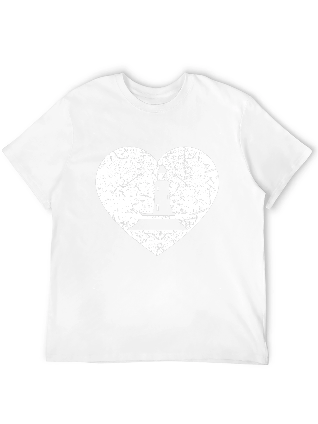 Black Lighthouse Heart Graphic Tee - Black Cotton T-Shirt view 12