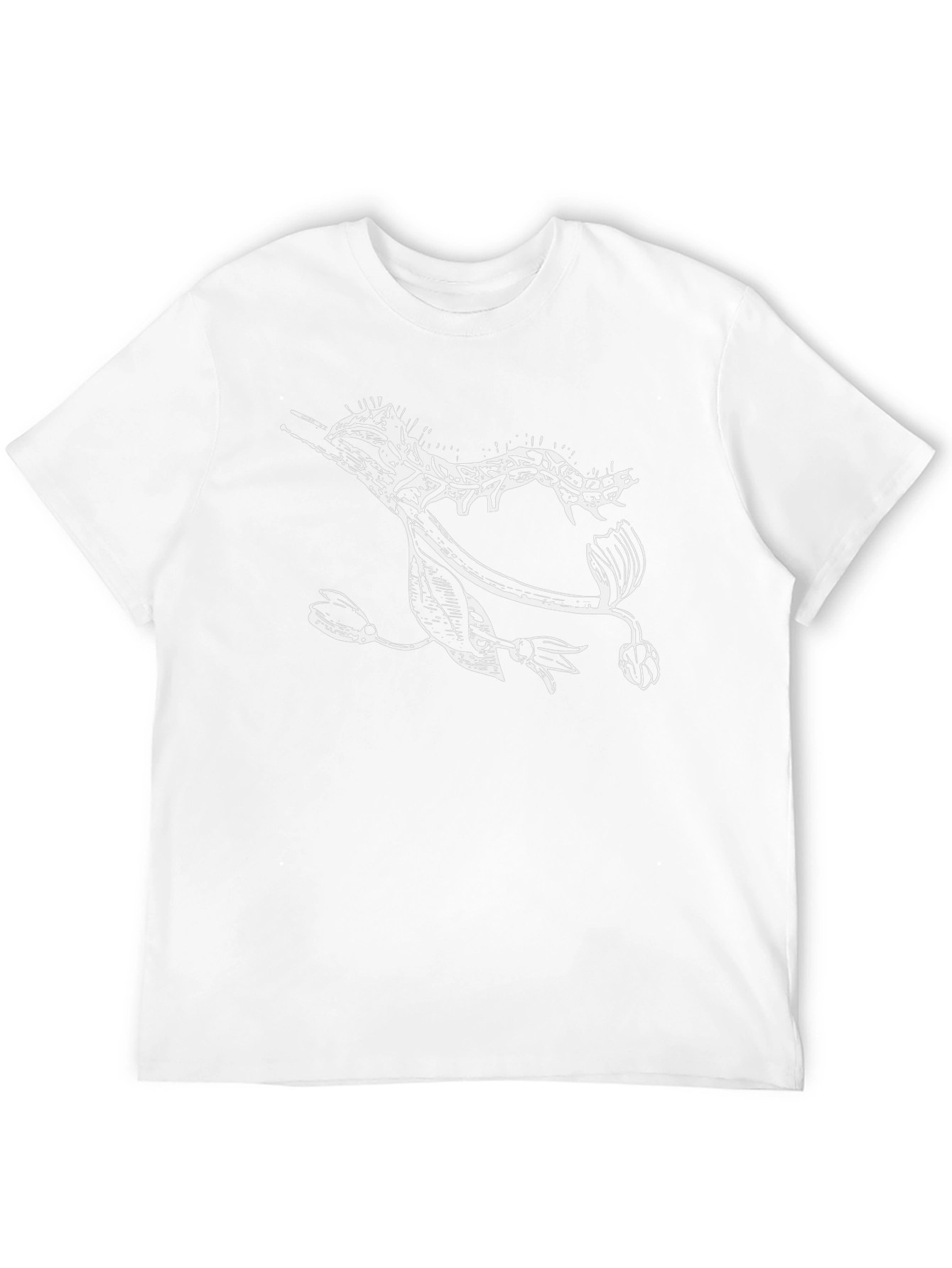 Unique Graphic Tee - Artistic Plant & Caterpillar Design - 12