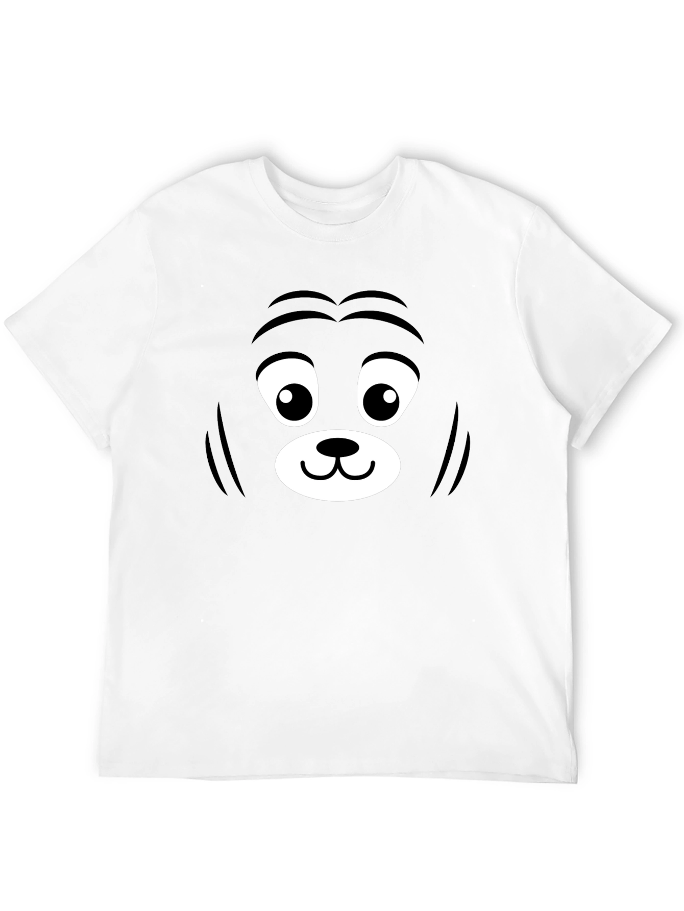 Black Funny Cartoon Bear Face Black T-Shirt view 12