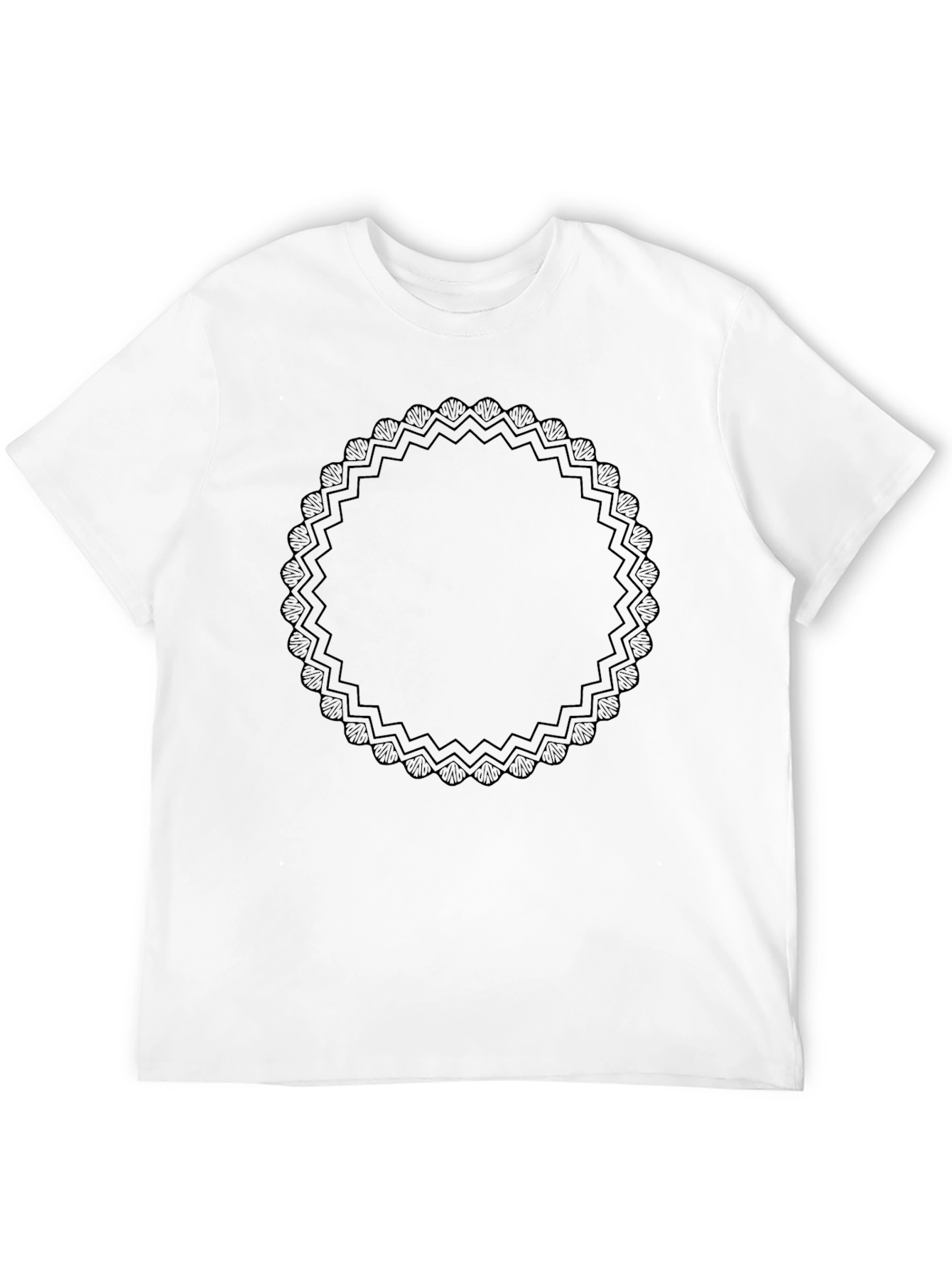 Black Elegant Black Graphic Tee with Ornamental Circle Design view 12