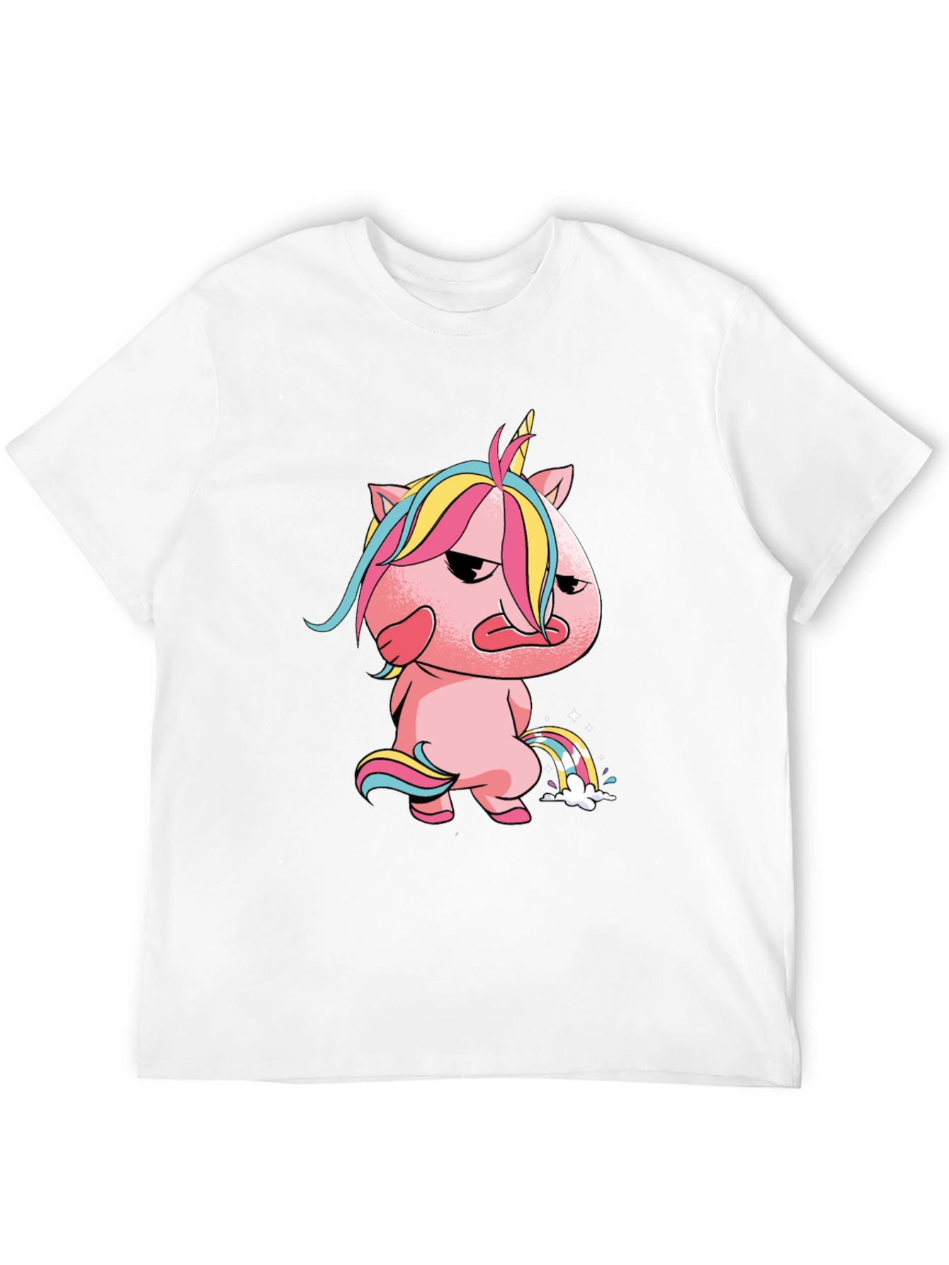 Black Grumpy Unicorn Rainbow T-Shirt view 12