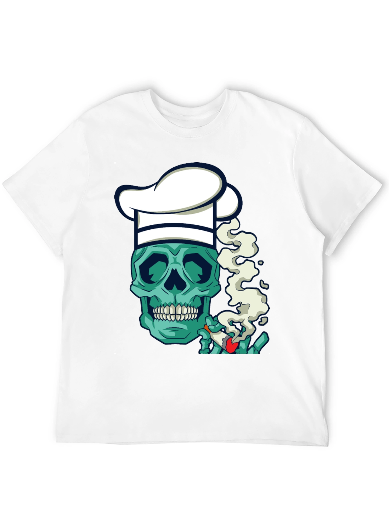 Black Chef Skull Smoker T-Shirt - Cool Graphic Tee view 12
