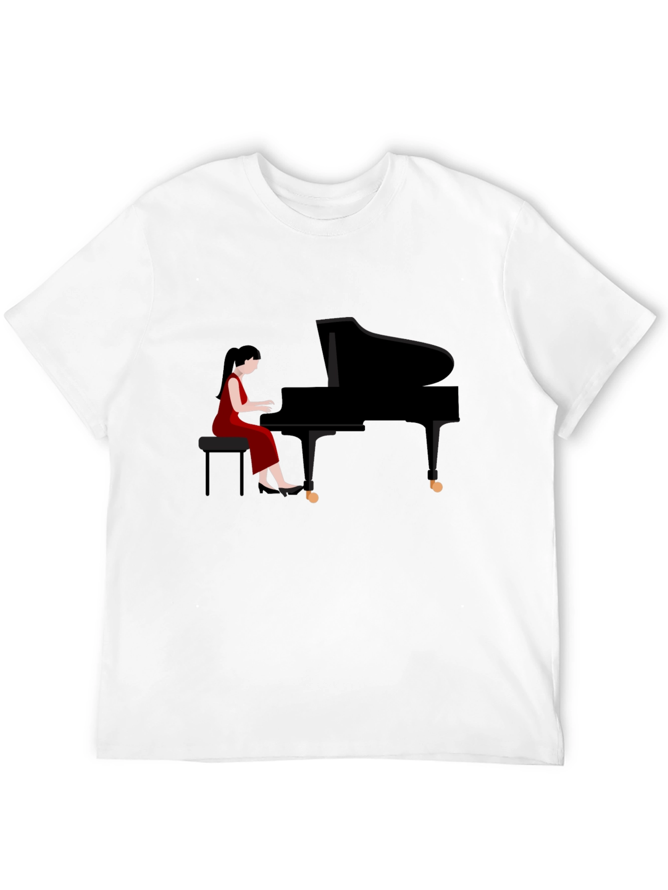Black Piano Player Graphic Tee - Stylish Musician T-Shirt view 12