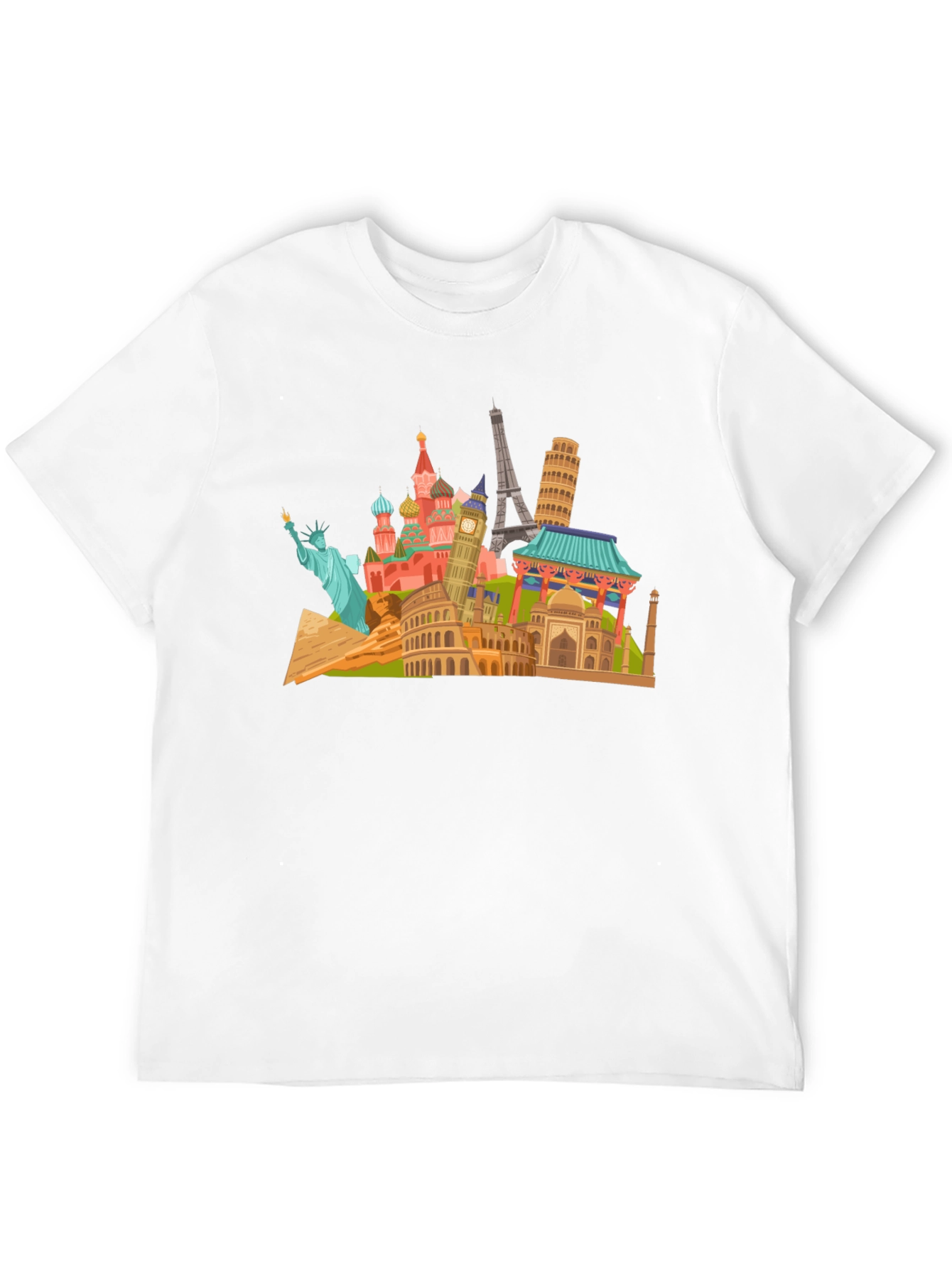 Black World Landmarks Black T-Shirt view 12