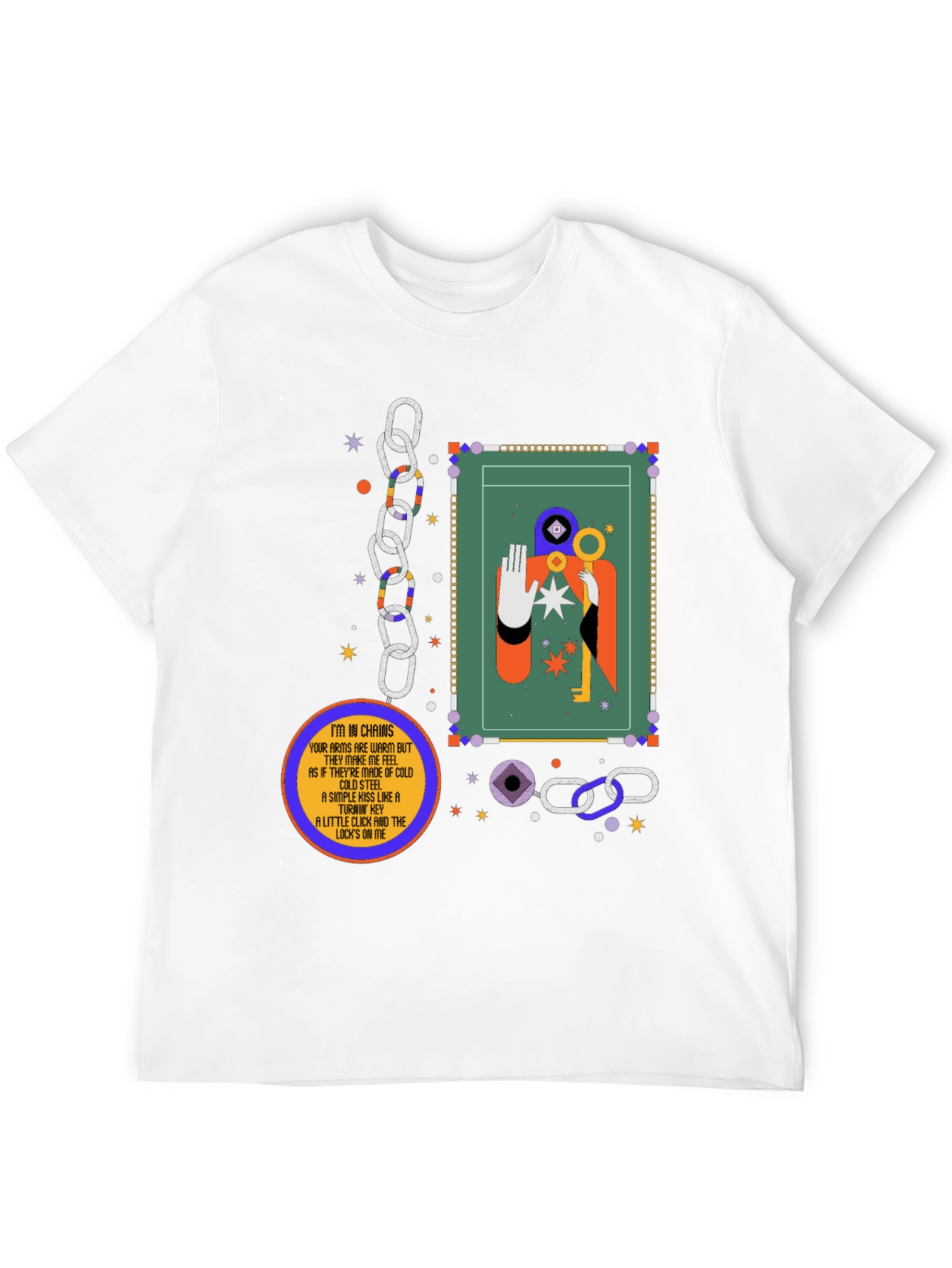 Black Abstract Graphic Tee - Key & Chains Design view 12