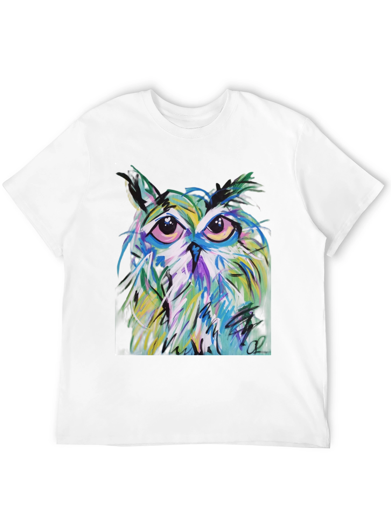 Black Abstract Owl Graphic Tee - Men's Black T-Shirt view 12