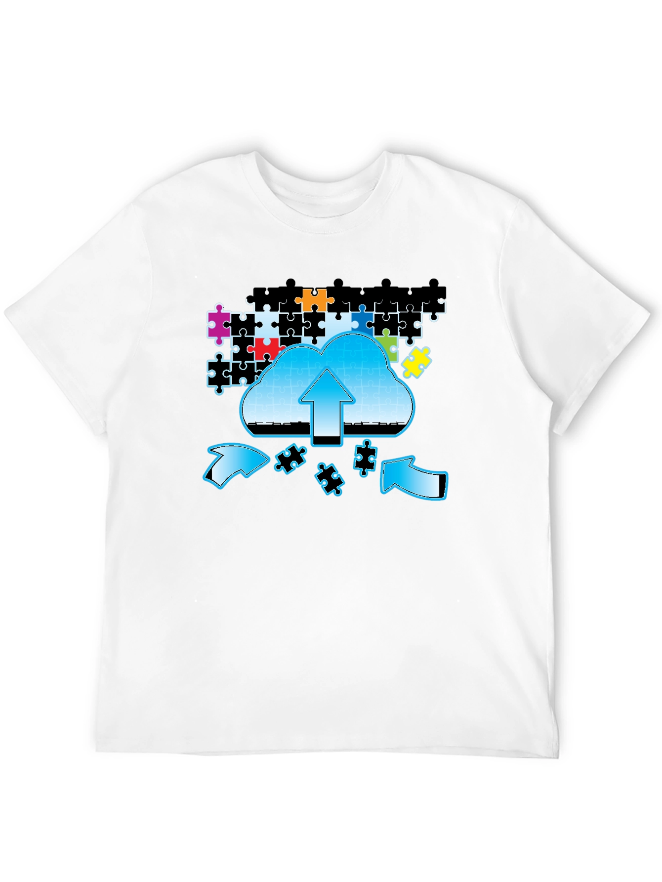 Black Cloud Puzzle Upload Graphic T-Shirt view 12