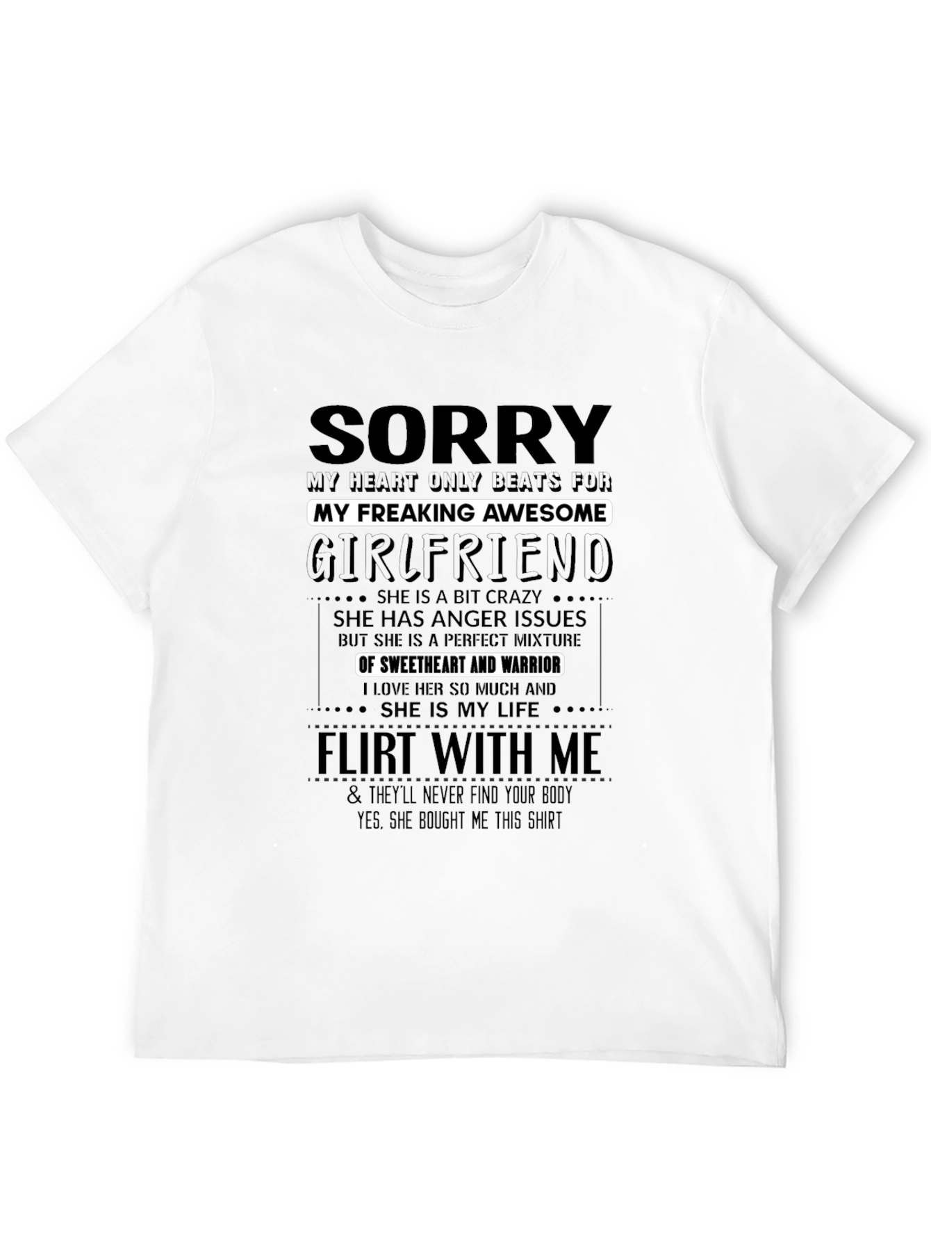 Black Sorry My Awesome Girlfriend T-Shirt view 12