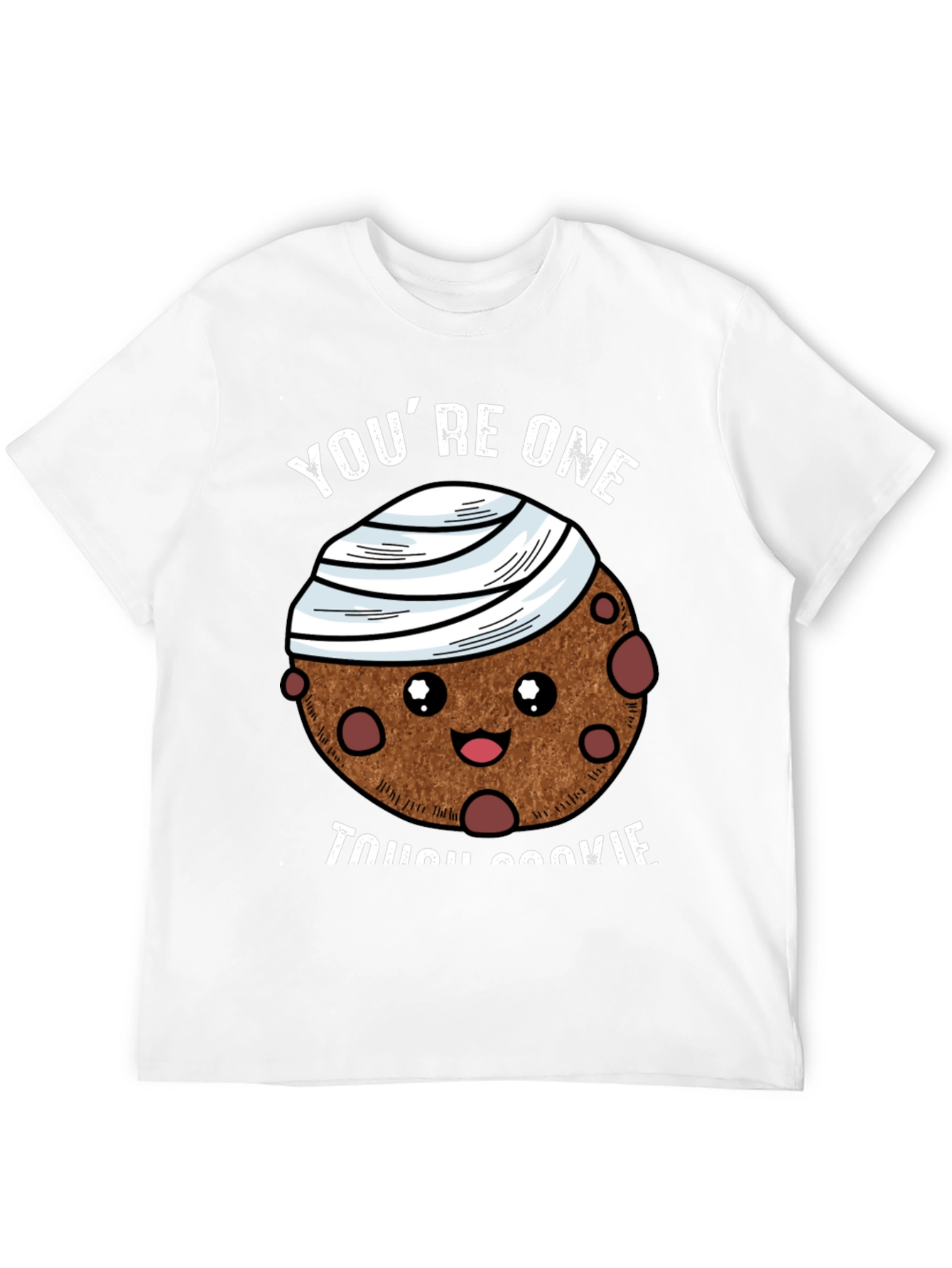 Black Tough Cookie Graphic T-Shirt: Cute Bandaged Cookie Design view 12