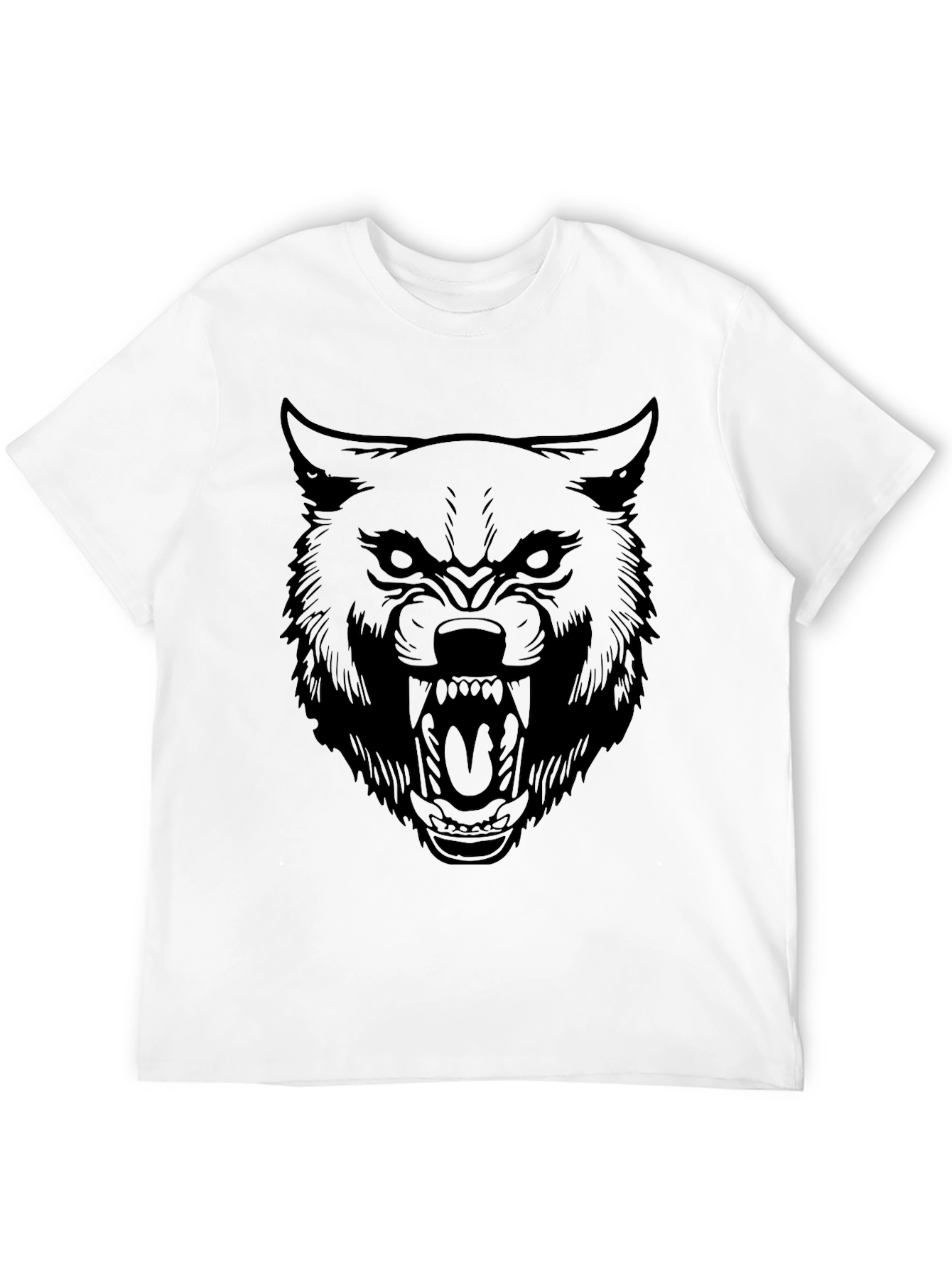 Black Men's Black Wolf Graphic T-Shirt view 12