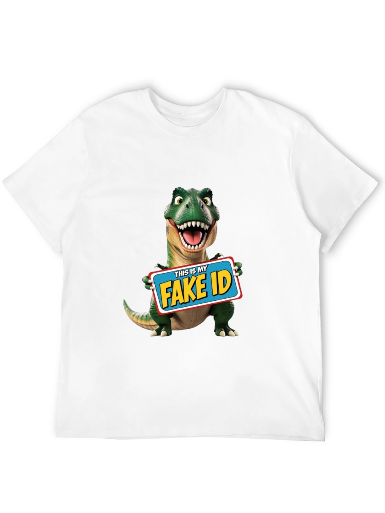 Black Funny Dinosaur Fake ID T-Shirt view 12