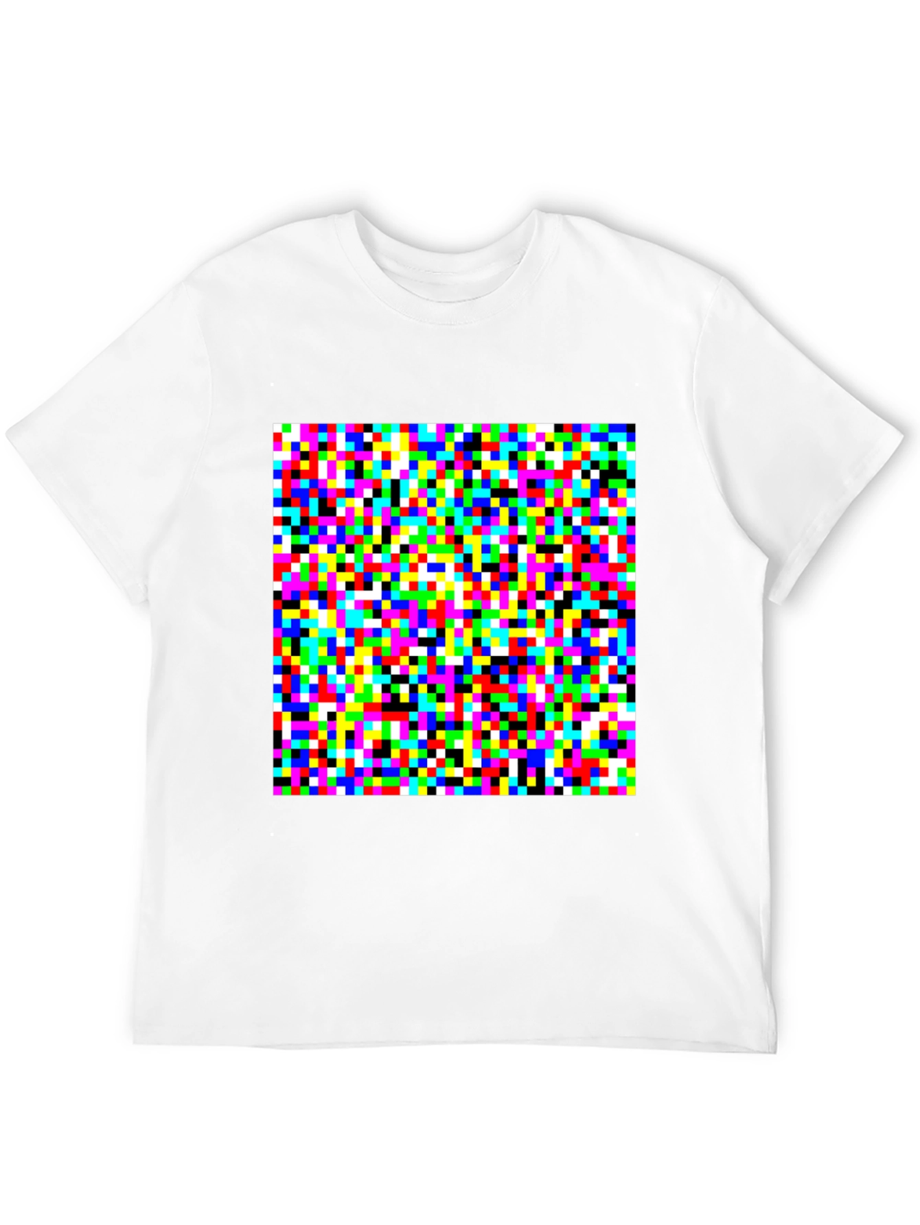 Black Pixelated Color Block Graphic Tee - Unique Design view 12