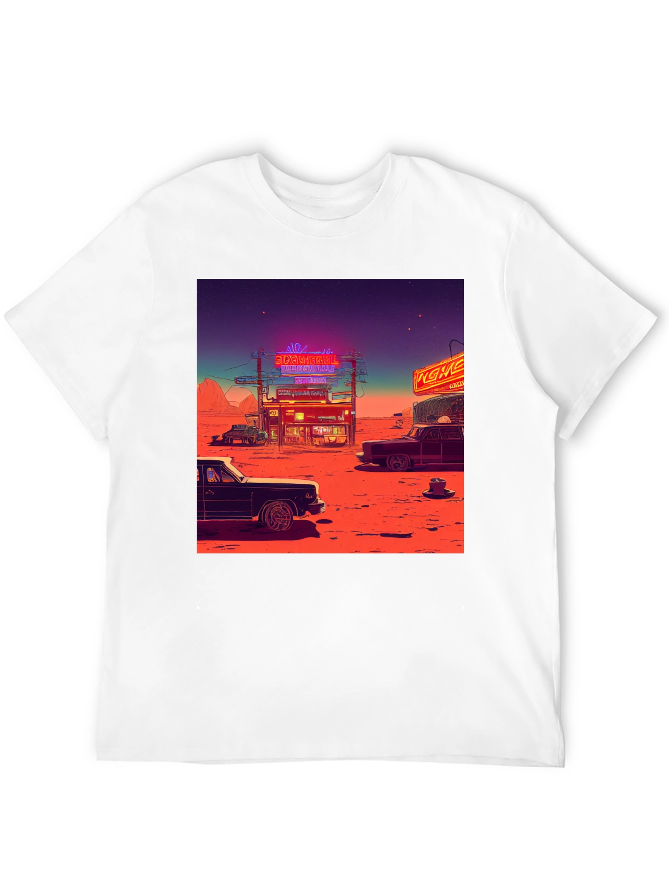 Black Retro Desert Neon T-Shirt view 12