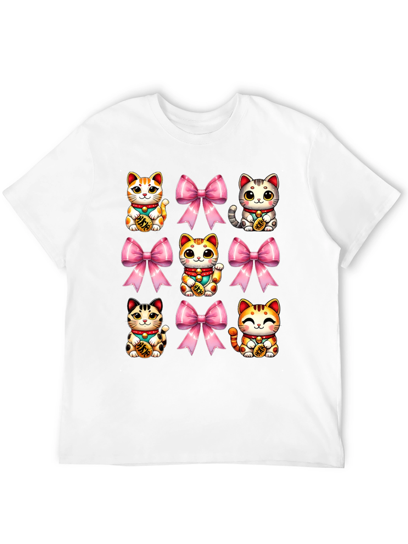 Black Lucky Cat & Bow T-Shirt - Kawaii Style view 12