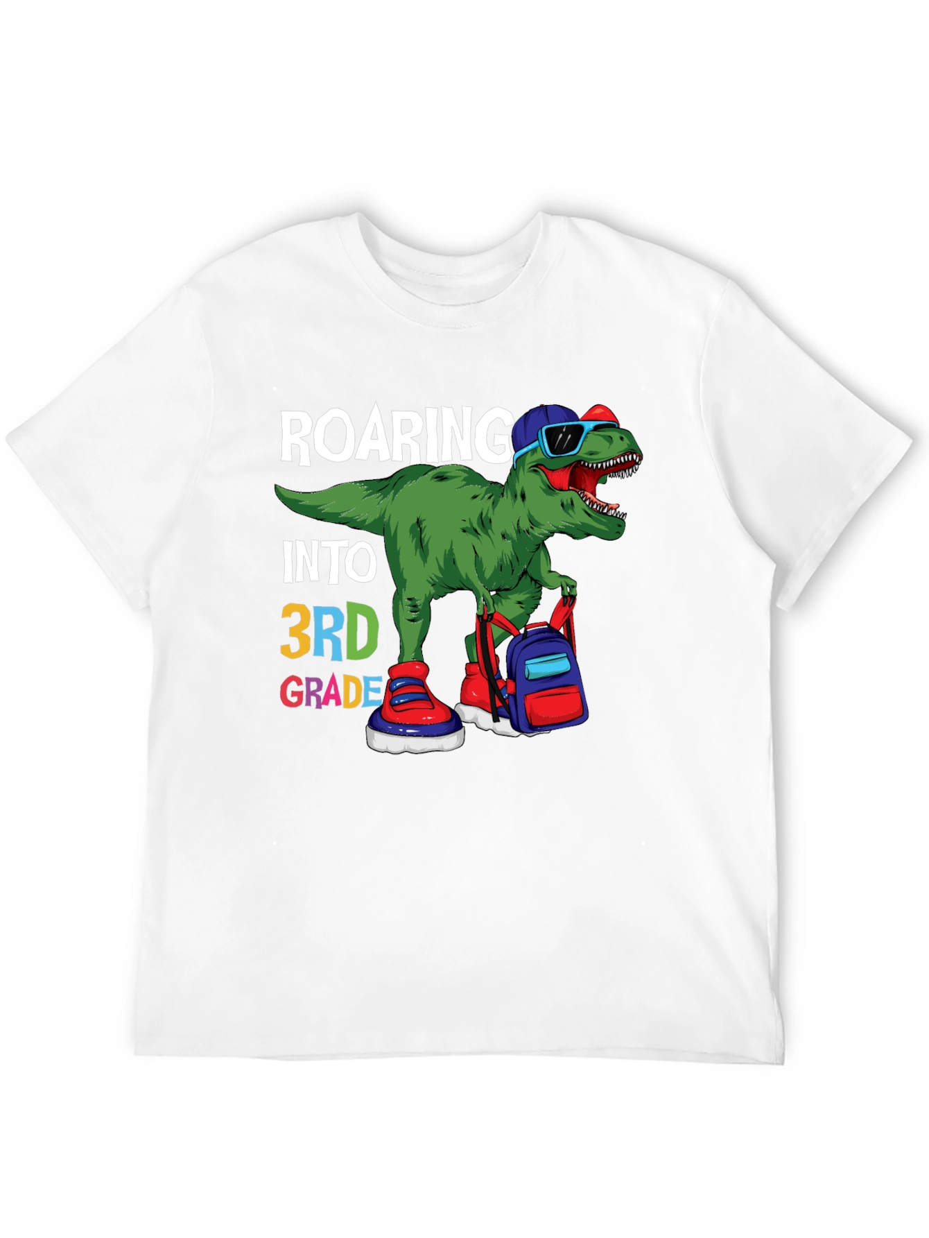 Black Roaring Into 3rd Grade Dinosaur T-Shirt view 12