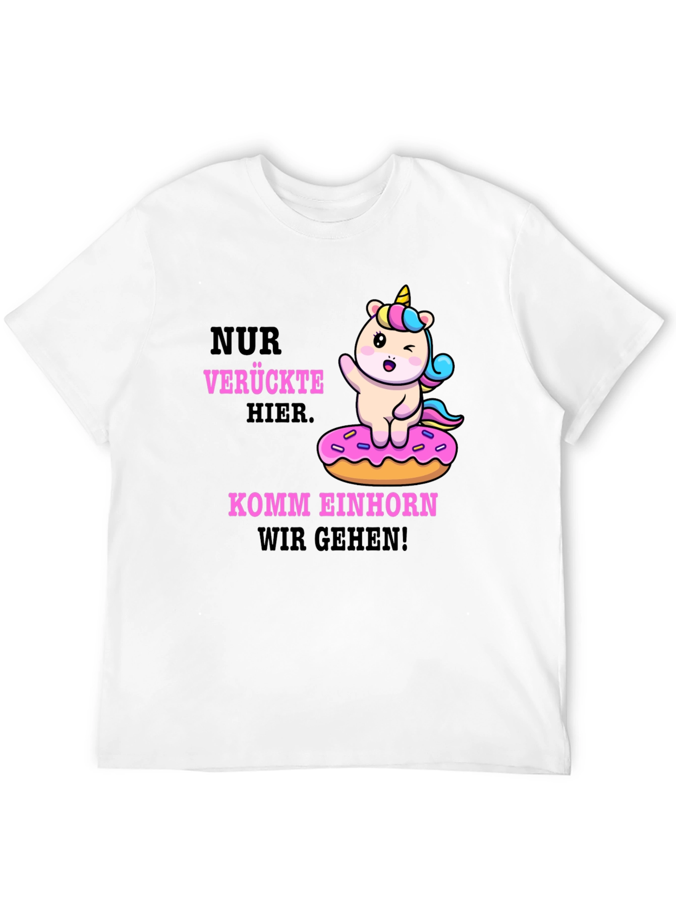 Black Funny Unicorn Donut T-Shirt - Verruckte Hier Komm Einhorn view 12