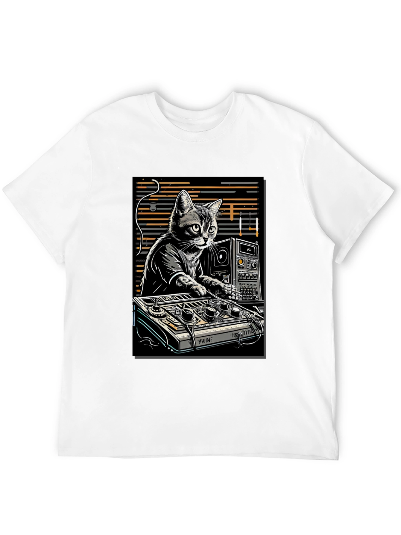 Black DJ Cat Graphic T-Shirt view 12