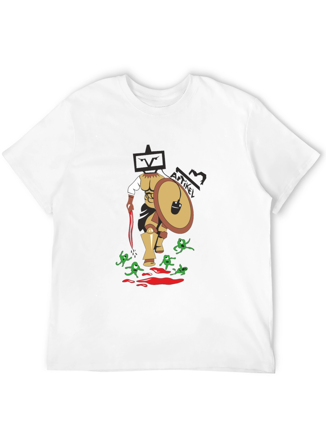 Black TV Head Warrior Graphic Tee - Black T-Shirt view 12