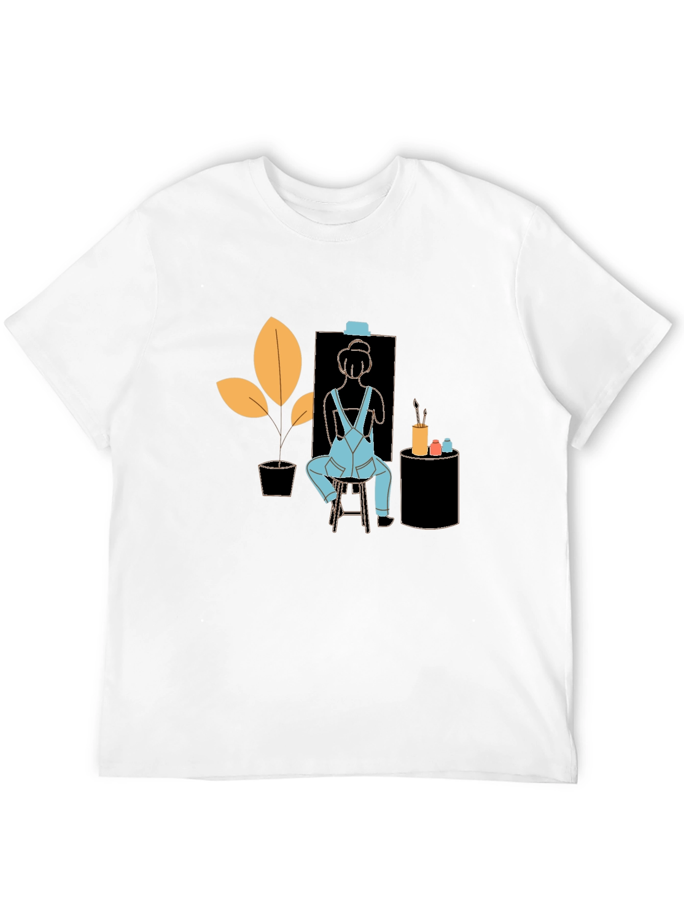 Black Artist Tee: Quirky Painter Graphic T-Shirt view 12