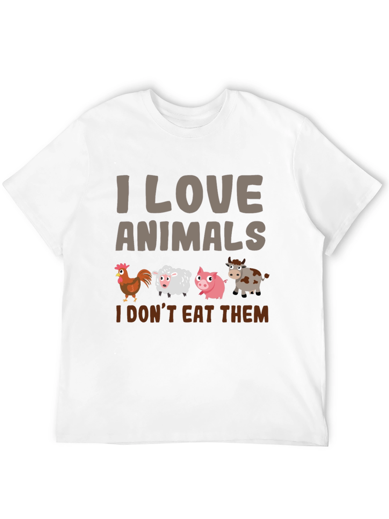 Black I Love Animals T-Shirt - Vegan Statement Tee view 12
