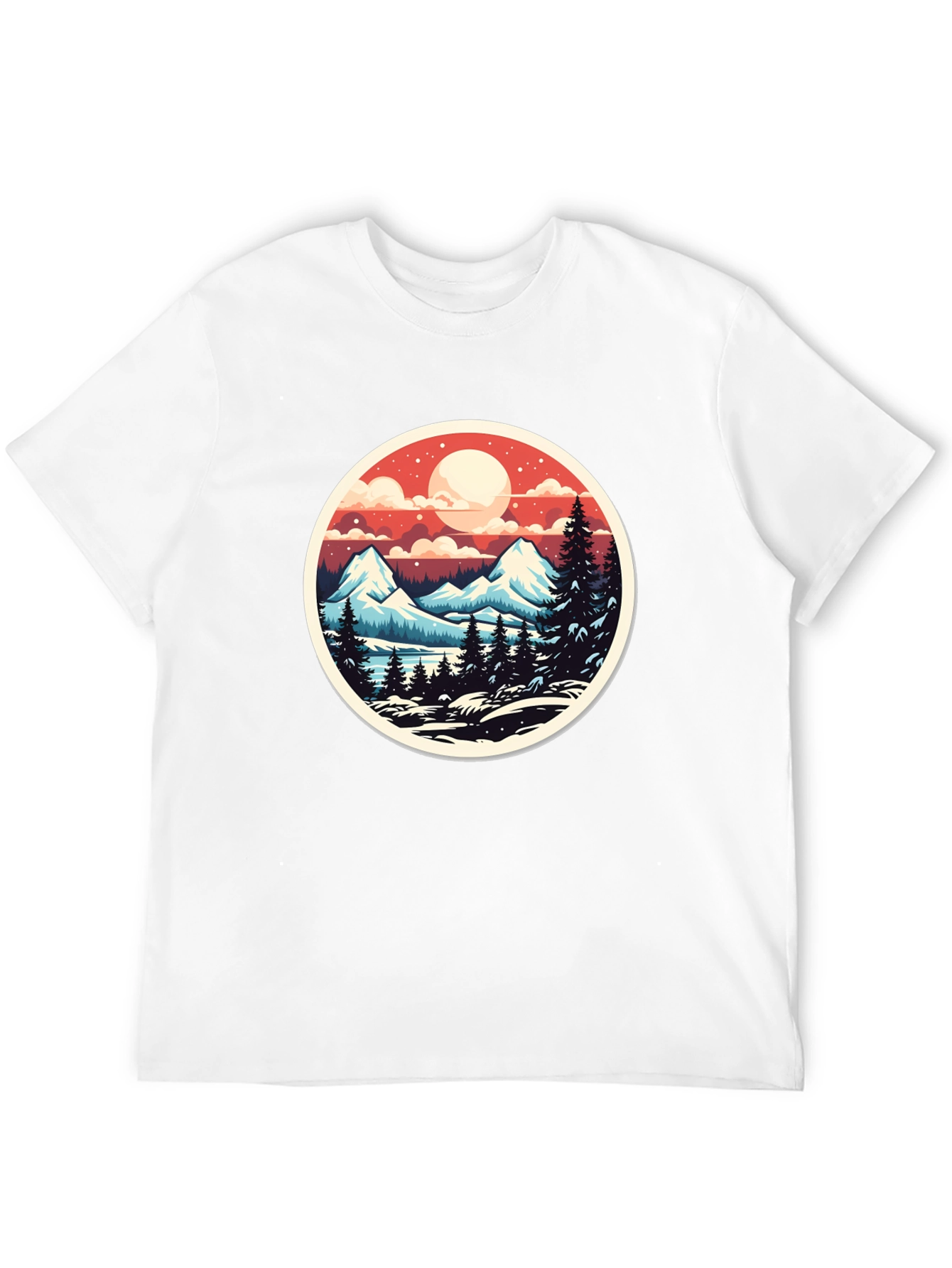 Black Mountain Landscape Graphic Tee - Black Casual T-Shirt view 12