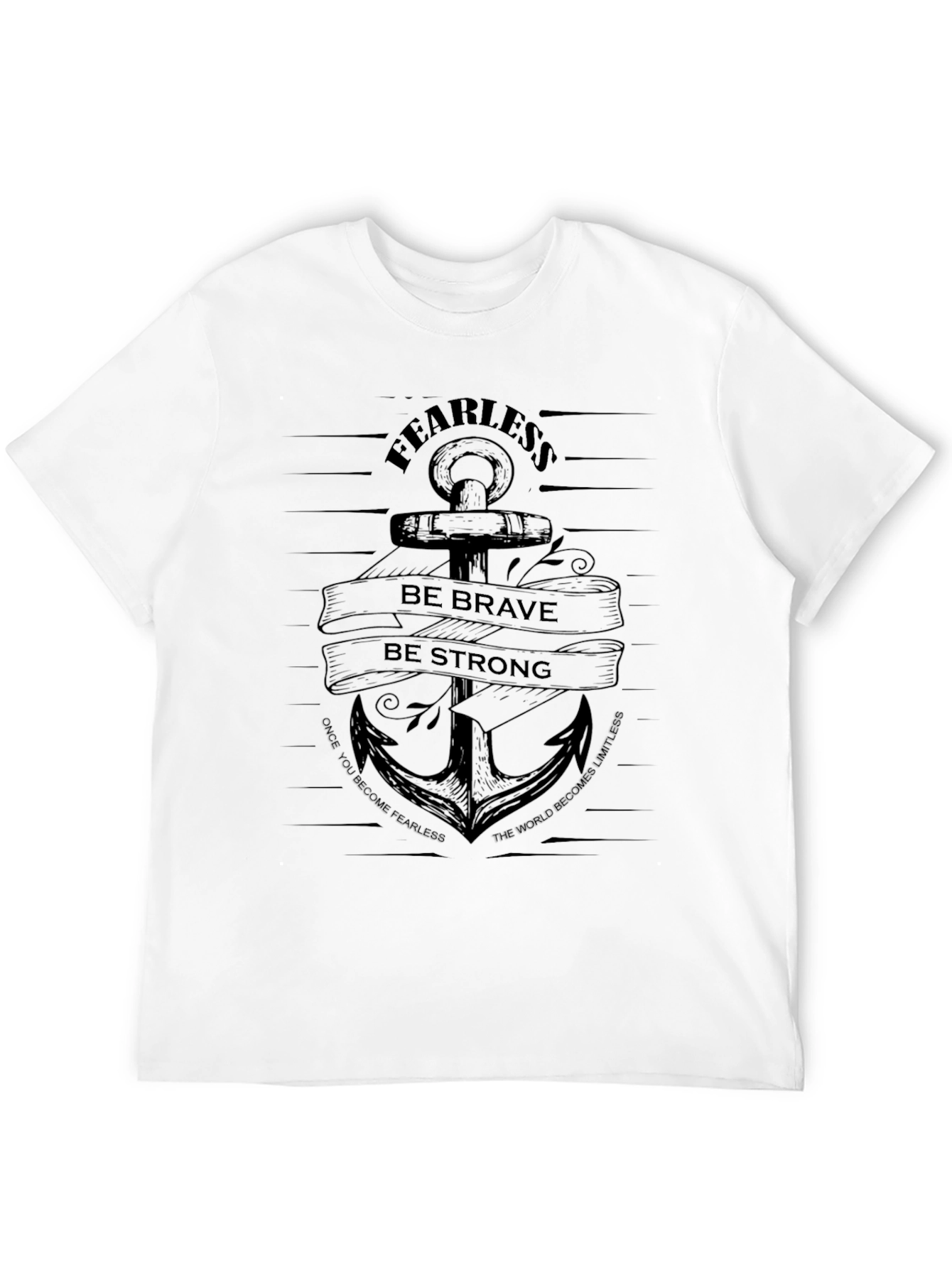 Black Fearless Anchor Graphic T-Shirt - Be Brave Be Strong view 12