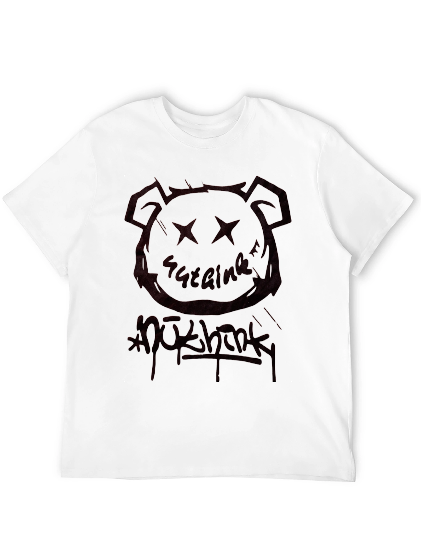 Black Black Graphic Tee - Bear Head & Graffiti view 12