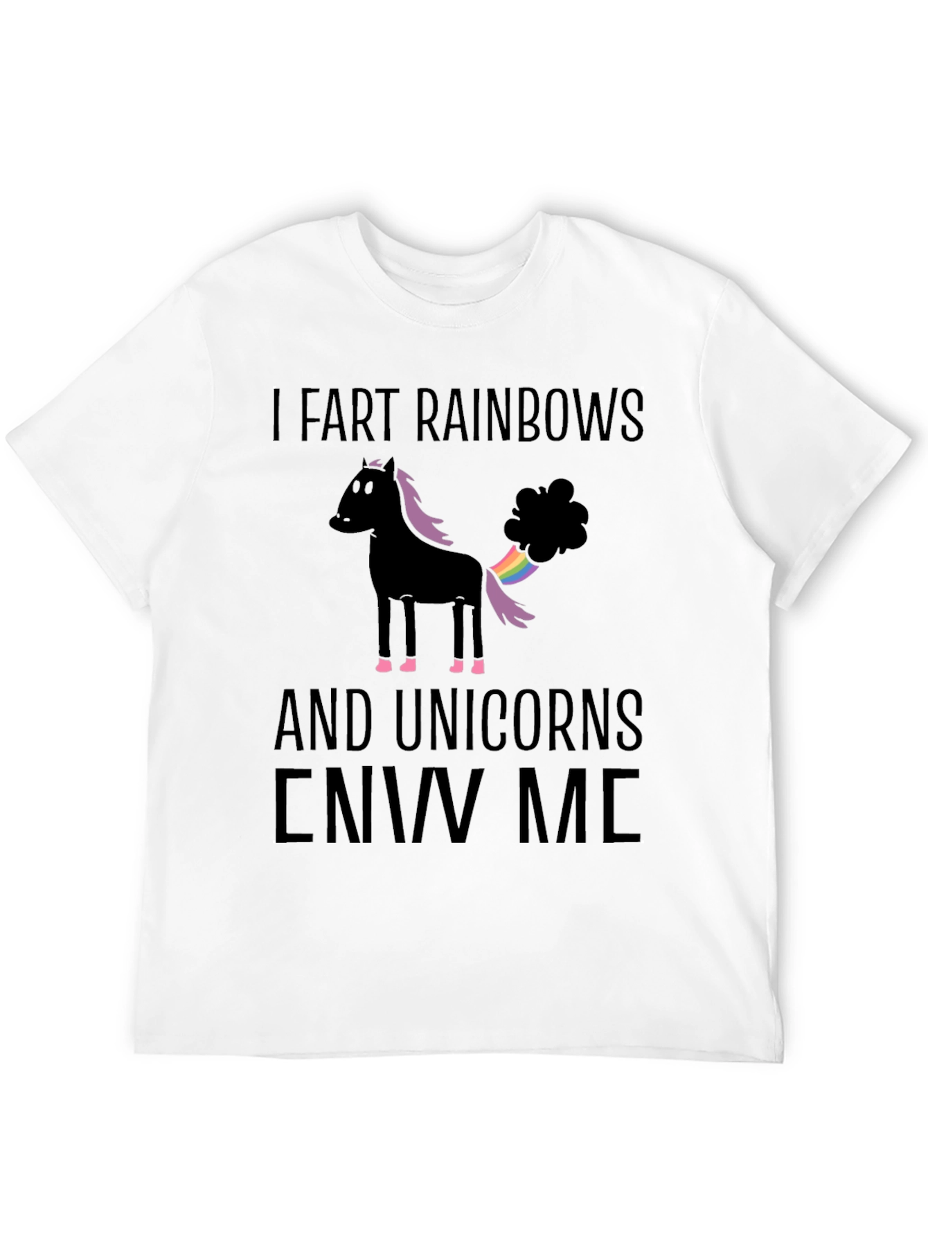 Black I Fart Rainbows Funny Graphic T-Shirt view 12