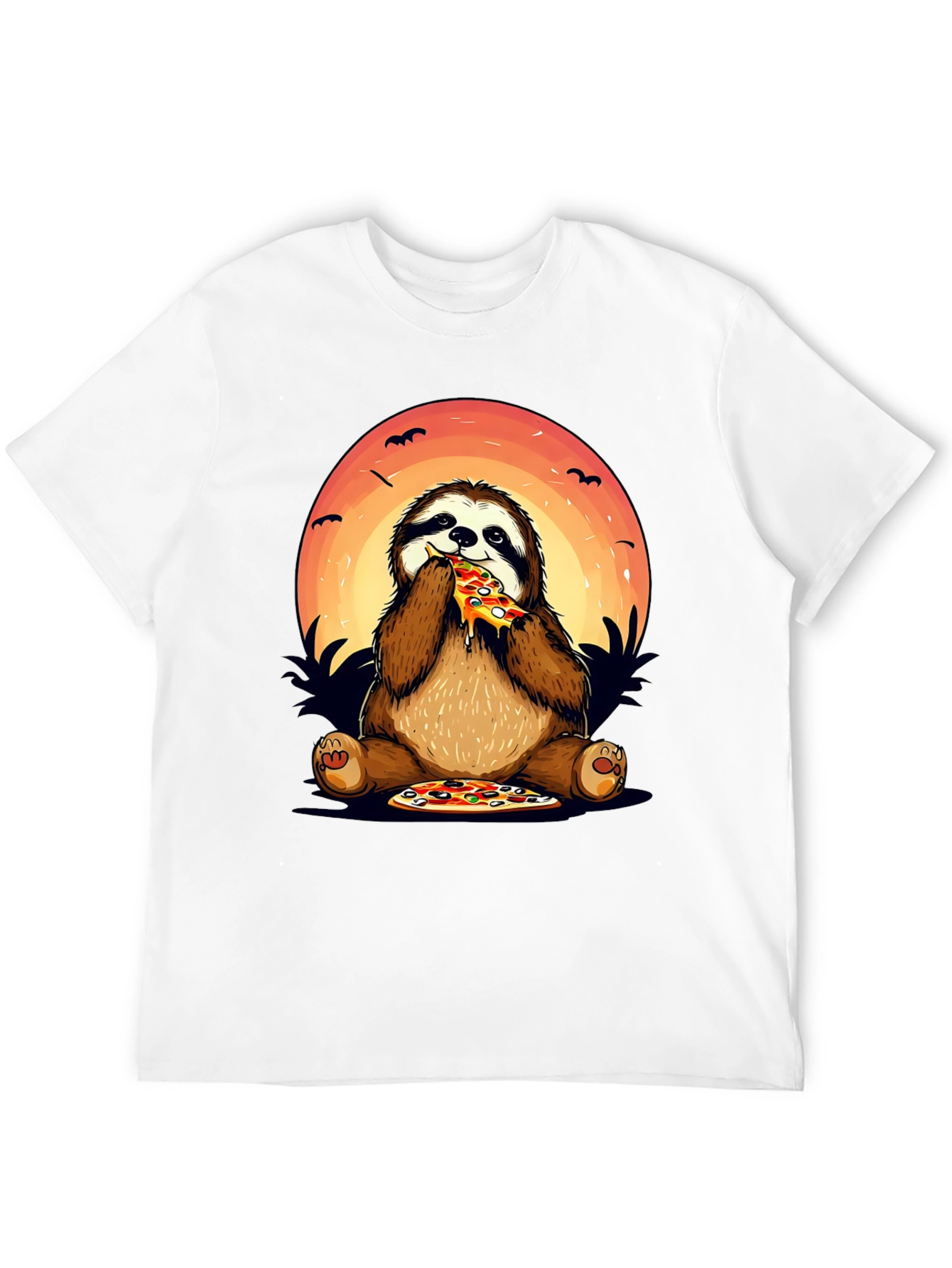 Black Sloth Pizza Lover Graphic T-Shirt view 12
