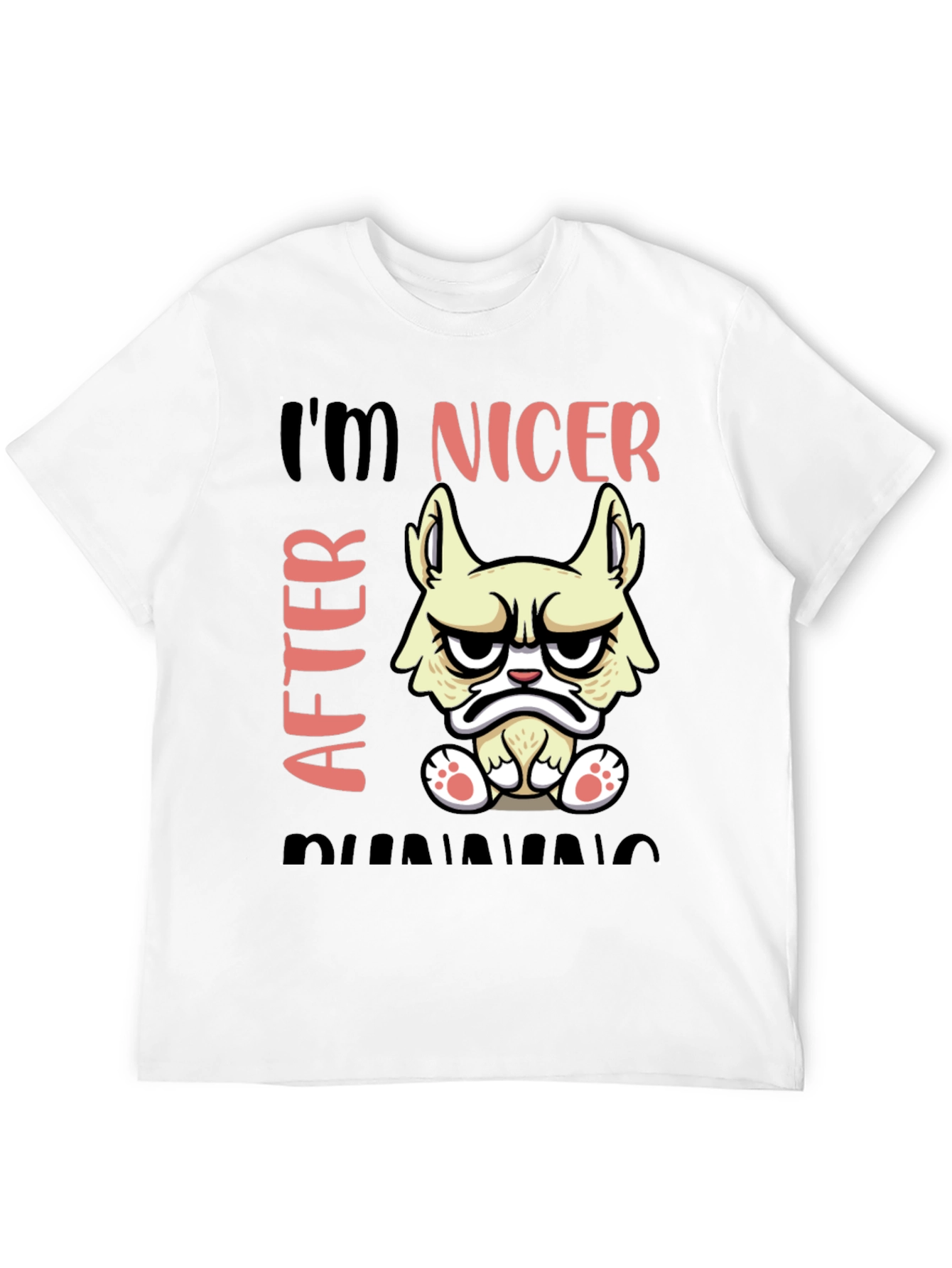Black Funny Grumpy Cat T-Shirt - I'm Nicer After Running view 12