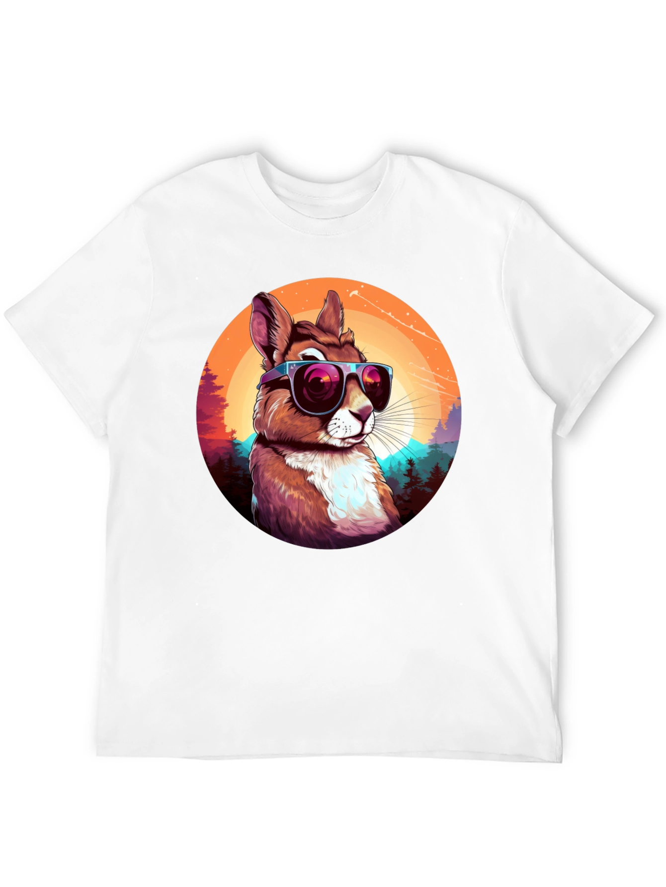 Black Cool Squirrel Graphic Tee - Retro Sunset Design view 12