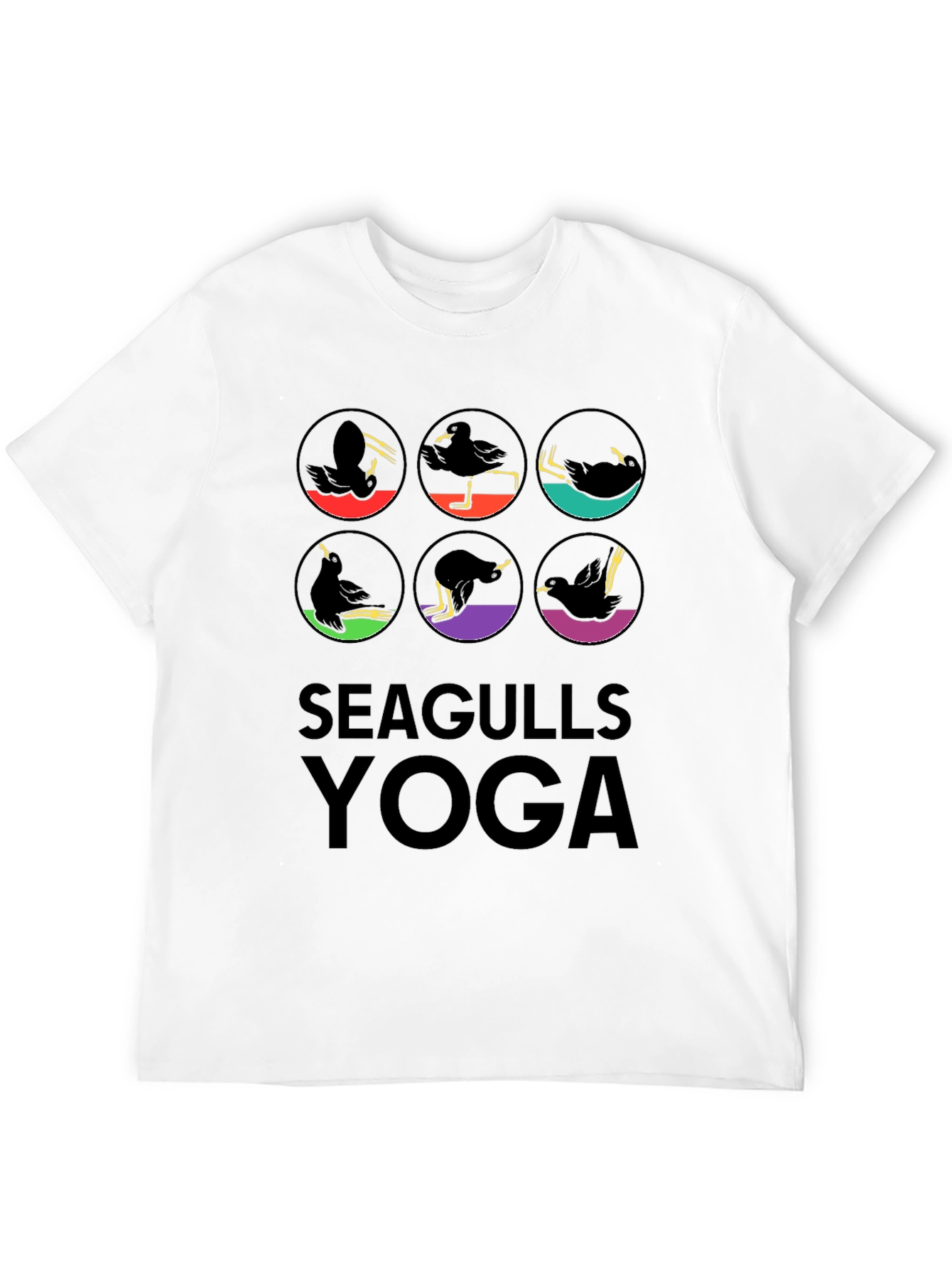 Black Seagulls Yoga Graphic Tee - Fun & Unique Design view 12