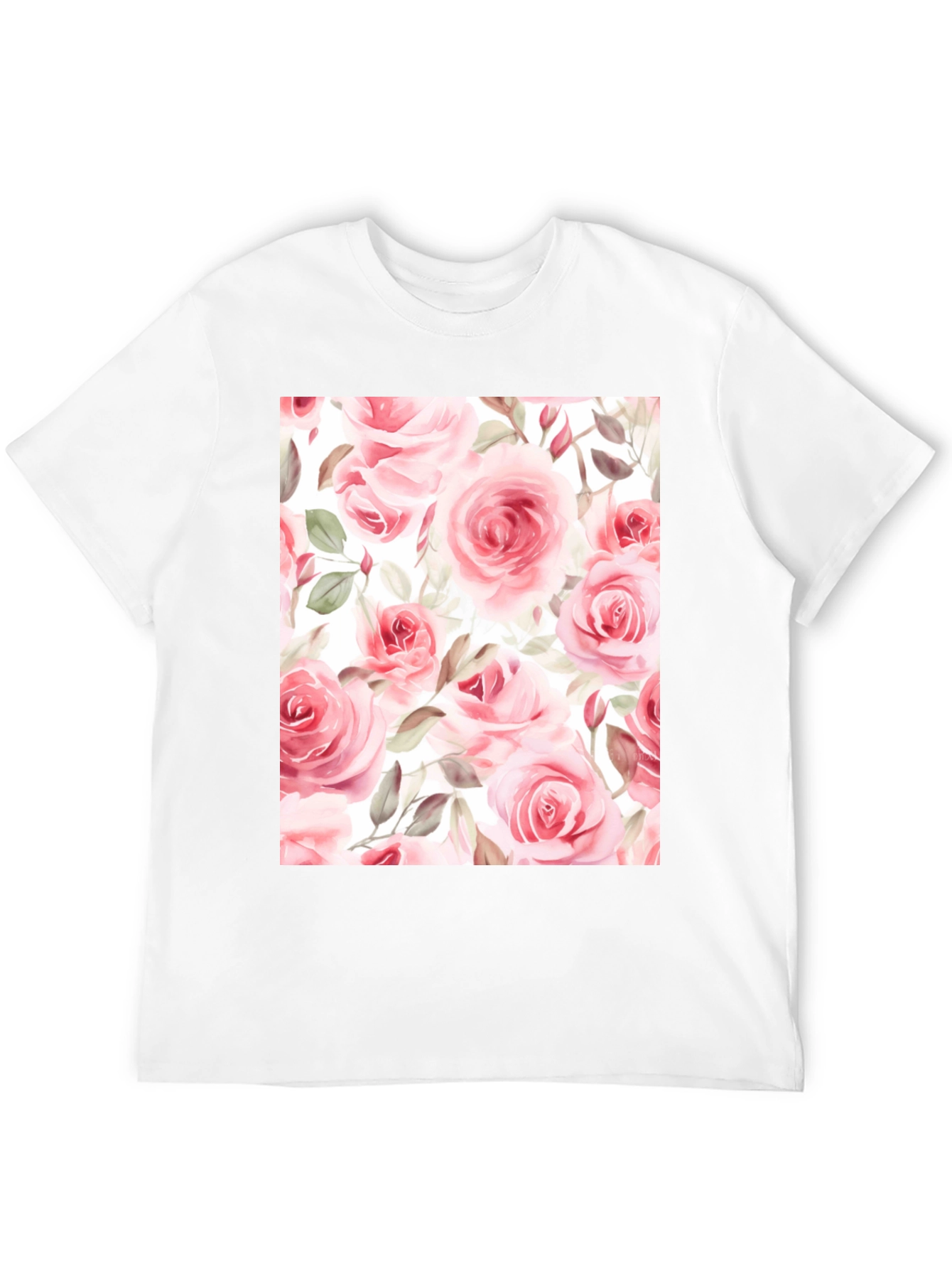 Black Floral Rose Print Black T-Shirt view 12