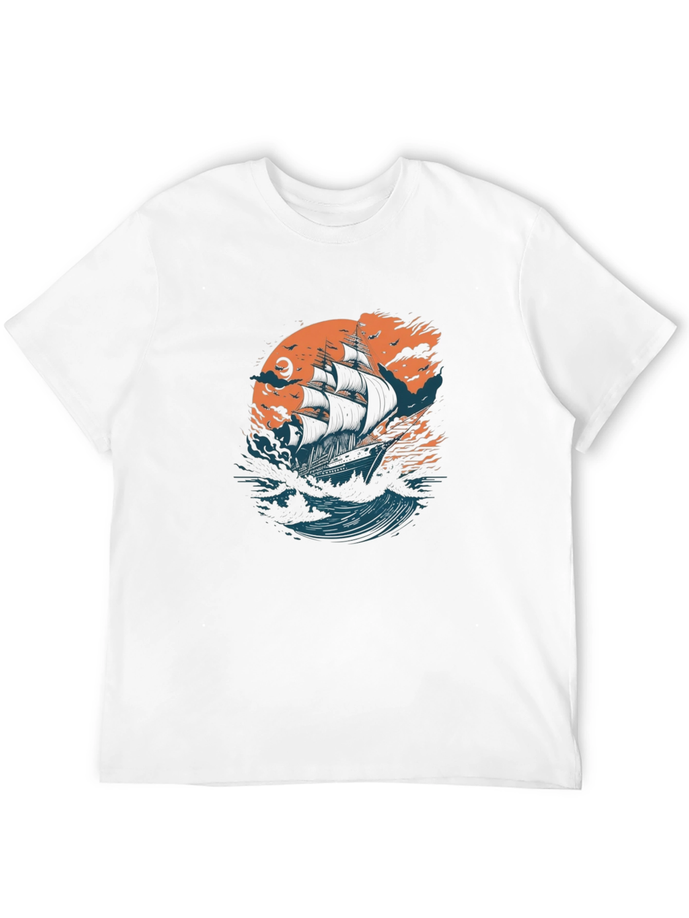Black Sailing Ship Graphic Black T-Shirt view 12