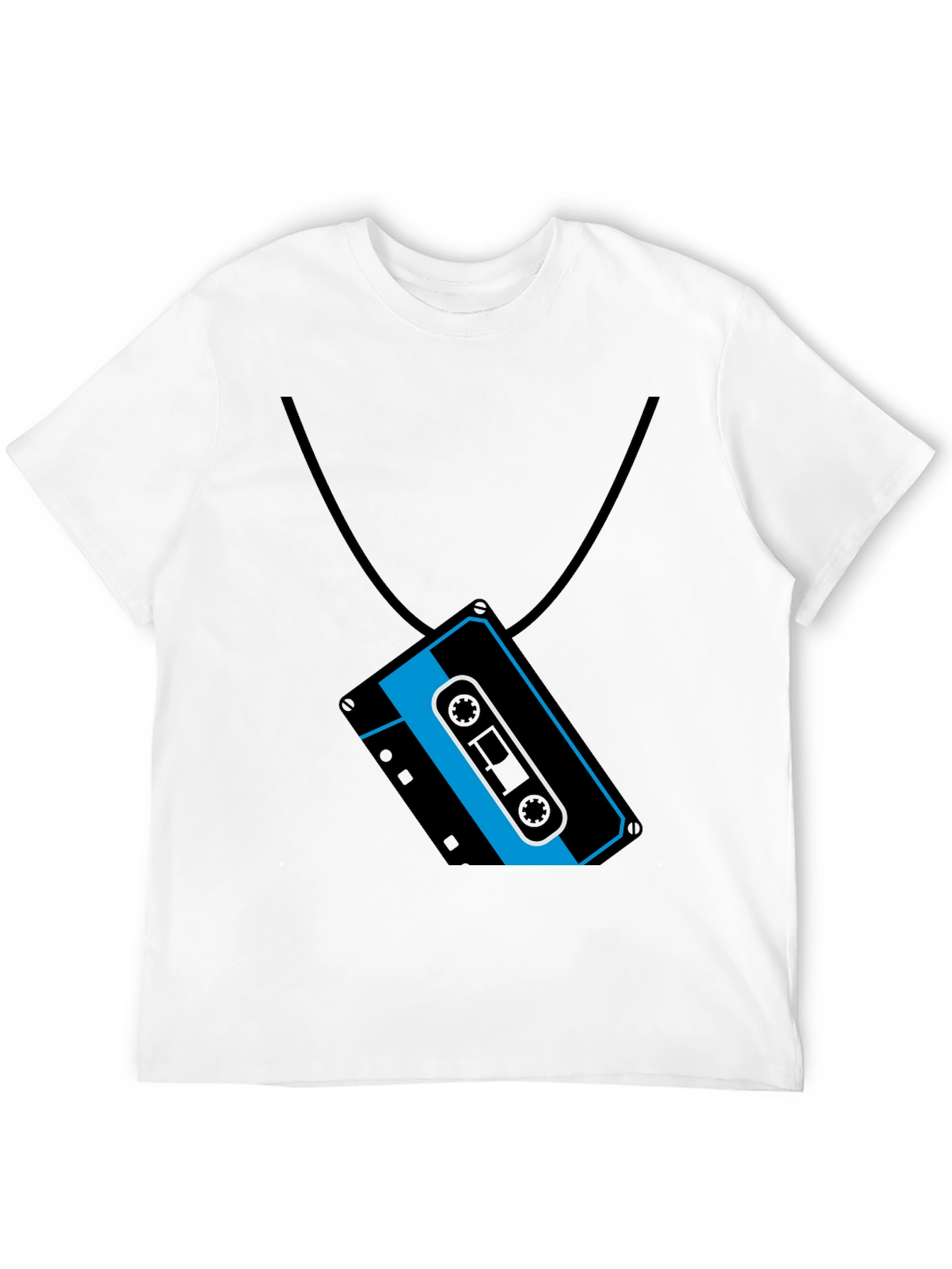 Black Retro Cassette Tape Necklace Graphic T-Shirt view 12