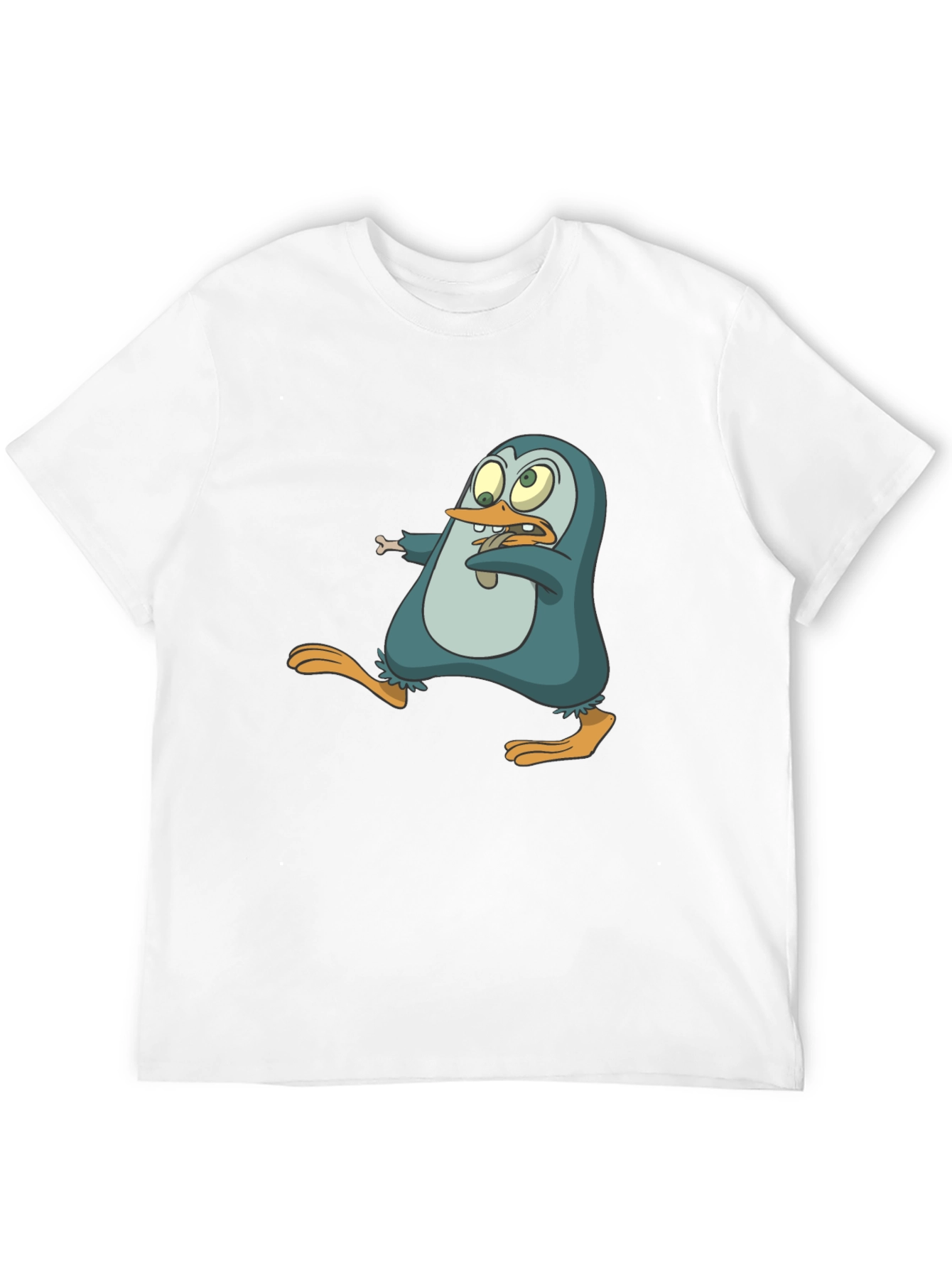 Black Cartoon Penguin Graphic Tee - Men's Black T-Shirt view 12