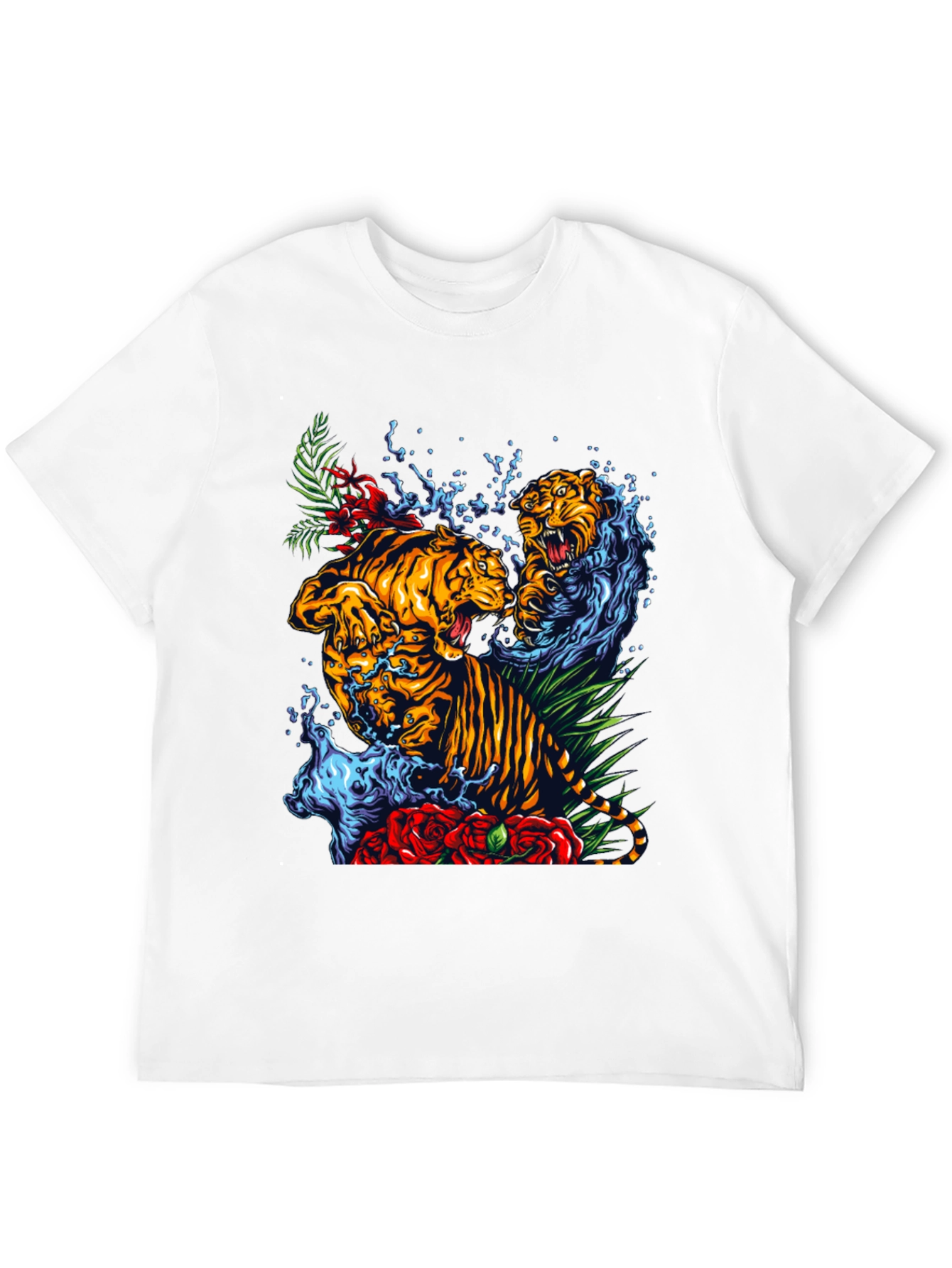 Black Tiger Splash Graphic Tee - Bold Animal Print T-Shirt view 12