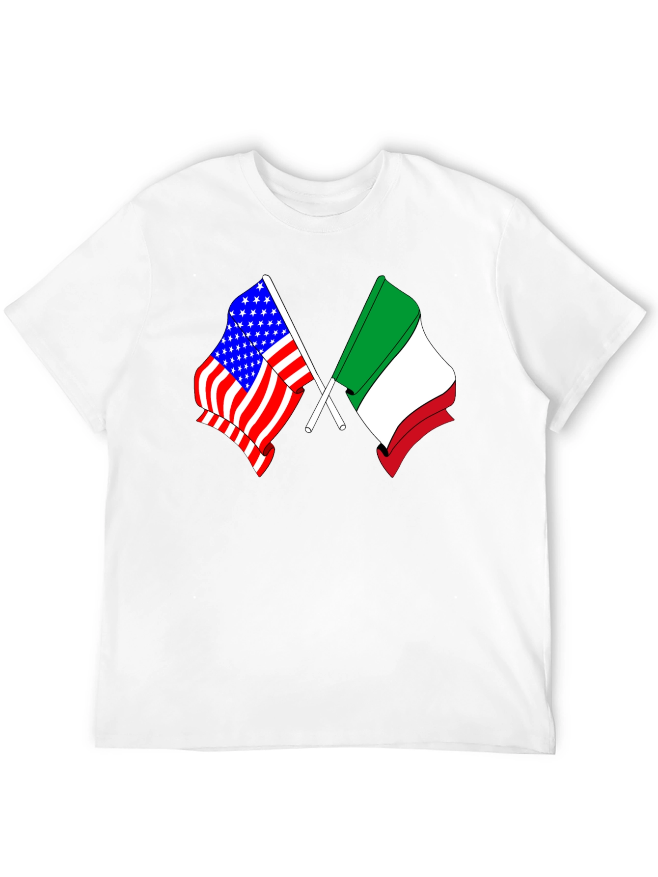 Black USA Italy Flags Graphic T-Shirt view 12