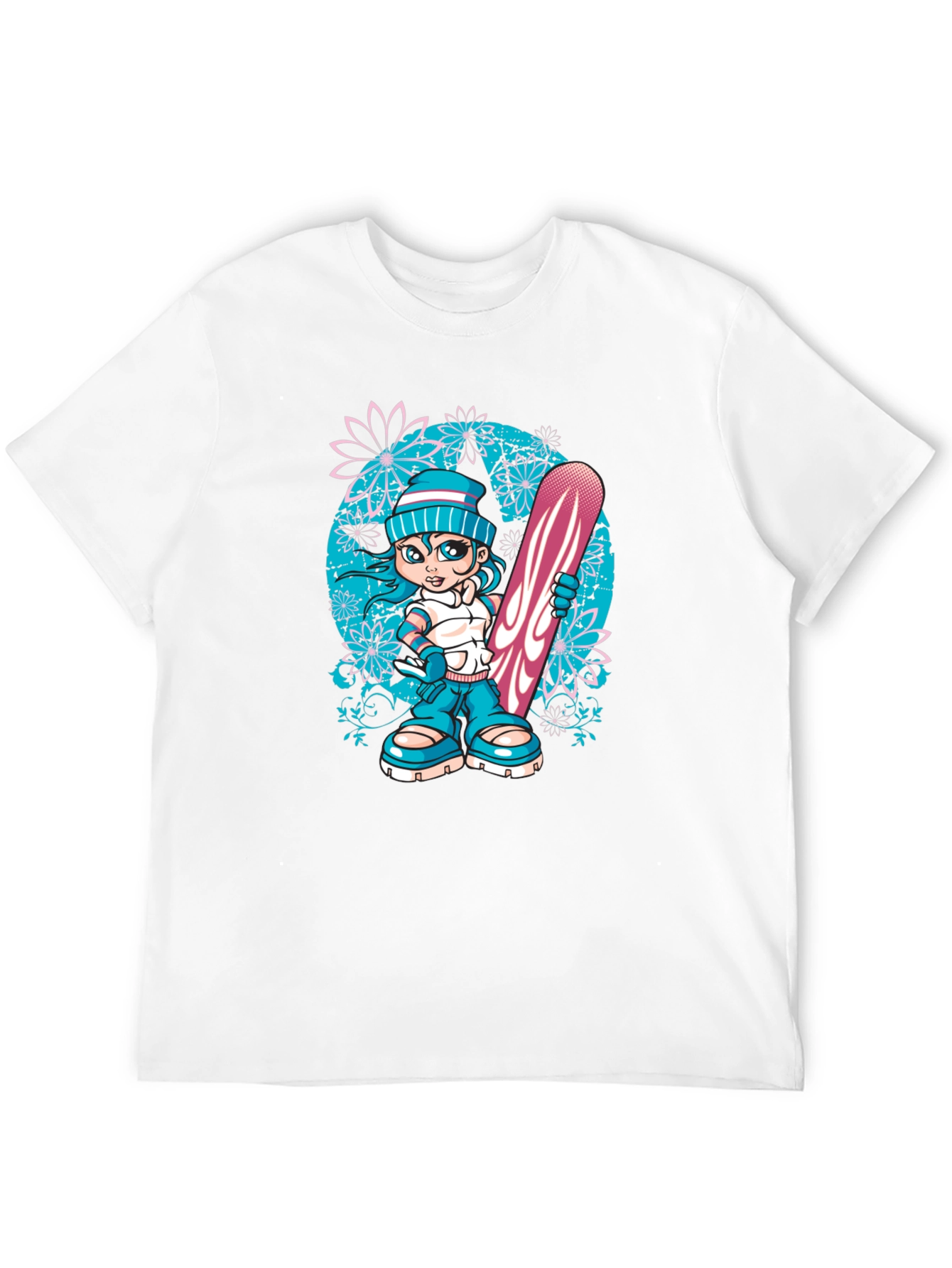 Black Snowboard Girl Graphic T-Shirt - Black Cotton Tee view 12