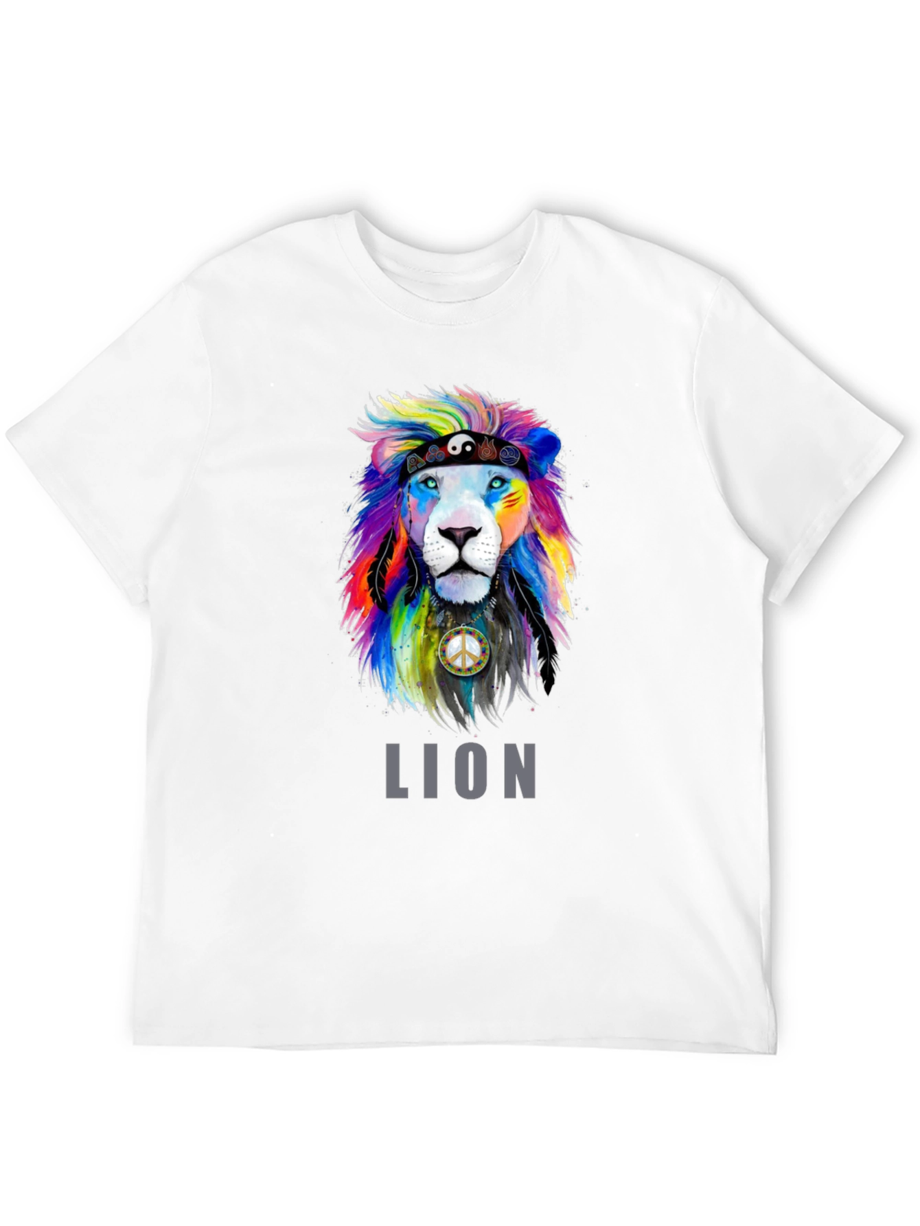 Black Colorful Lion Graphic Tee - Peace & Pride T-Shirt view 12