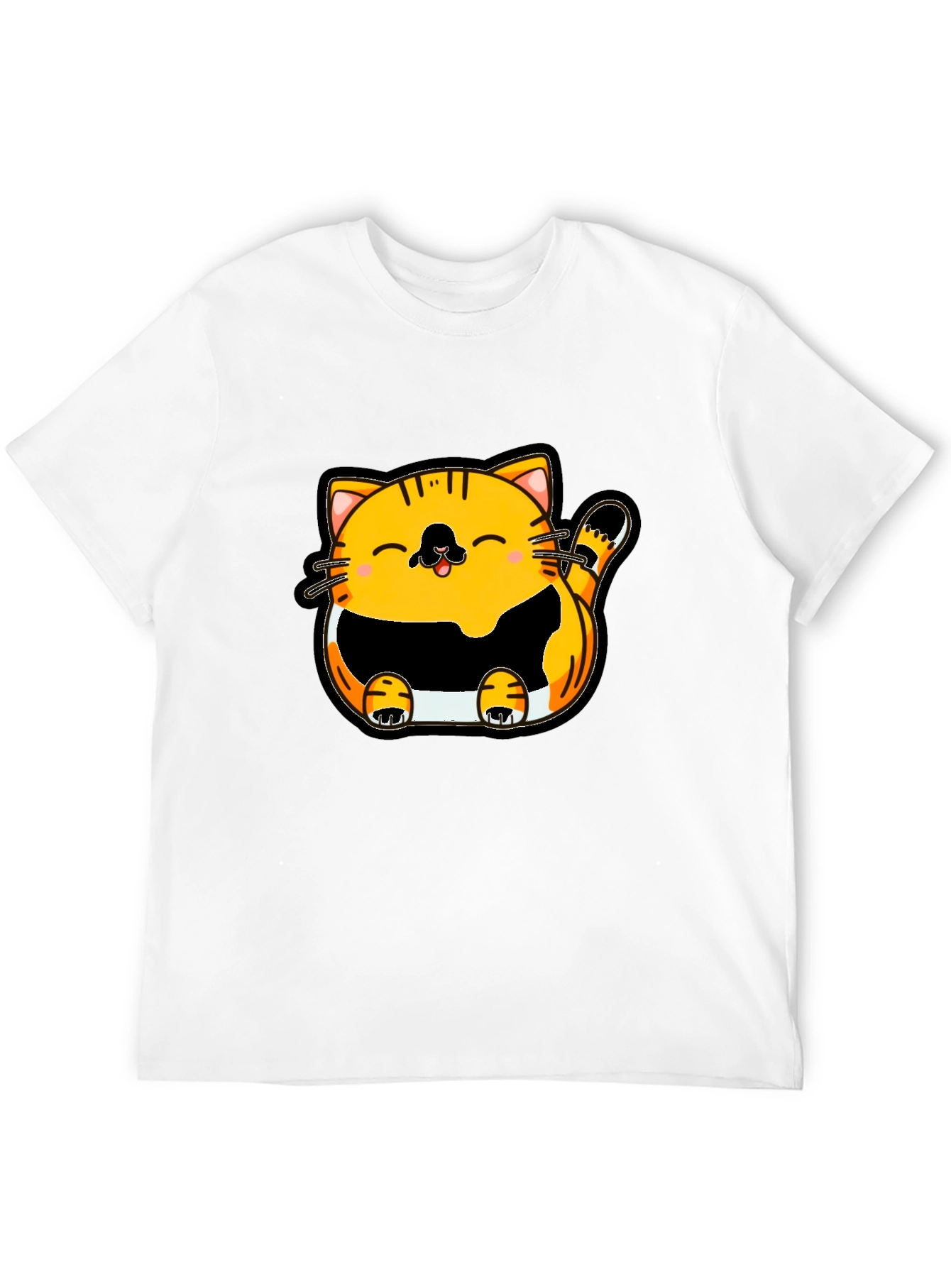 Black Cute Cartoon Cat Graphic T-Shirt - Black view 12