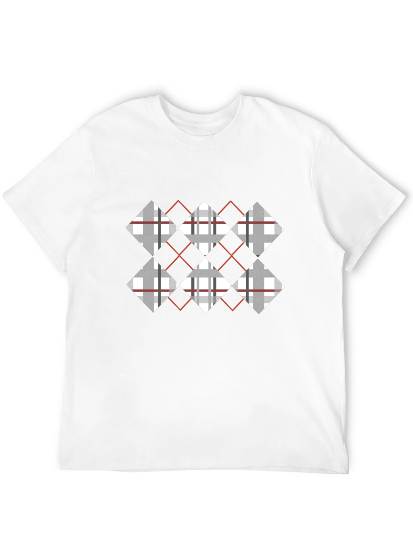 Black Argyle Diamond Pattern Black T-Shirt view 12