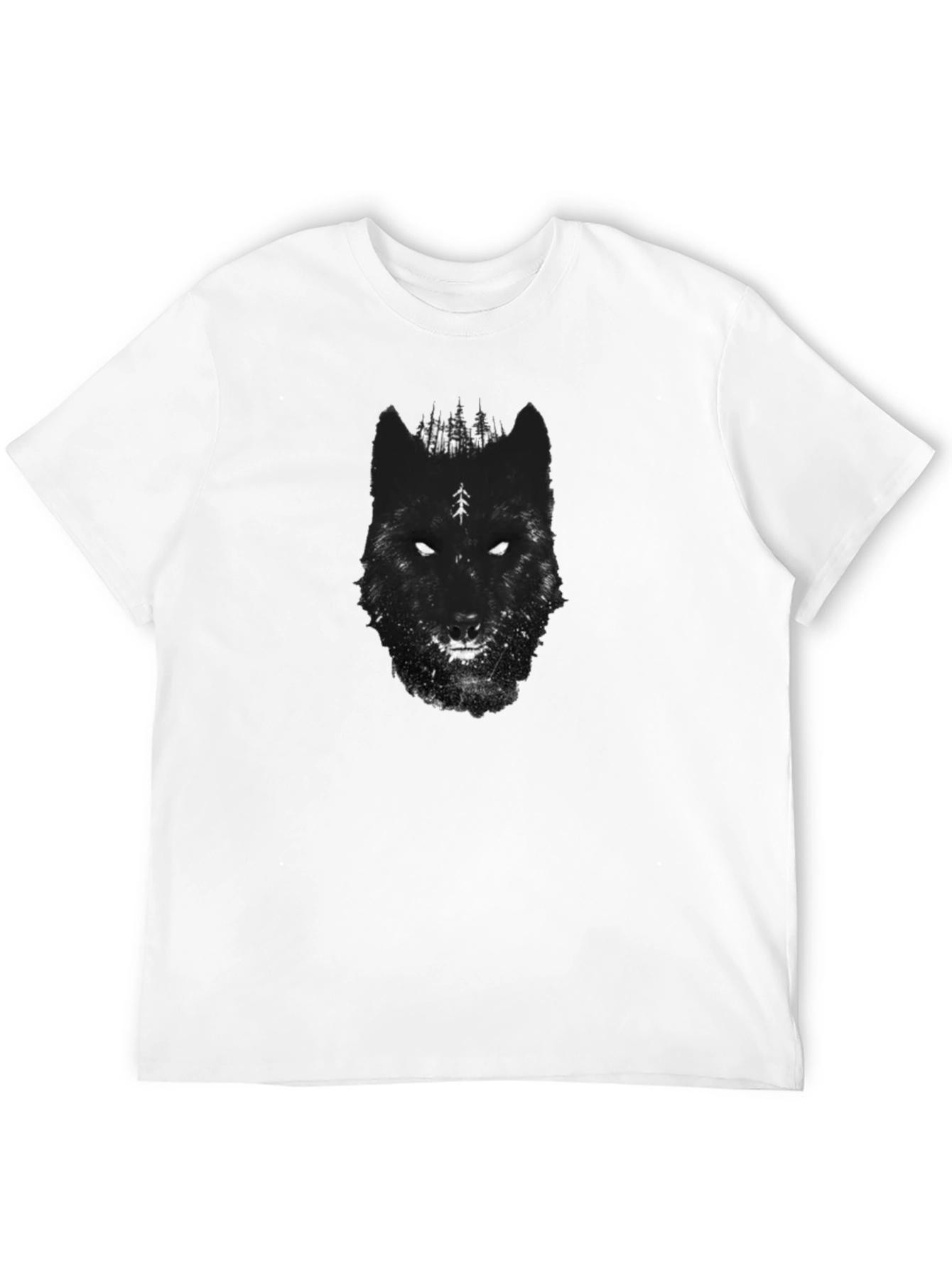 Black Wolf Forest Graphic Tee - Men's Black T-Shirt view 12