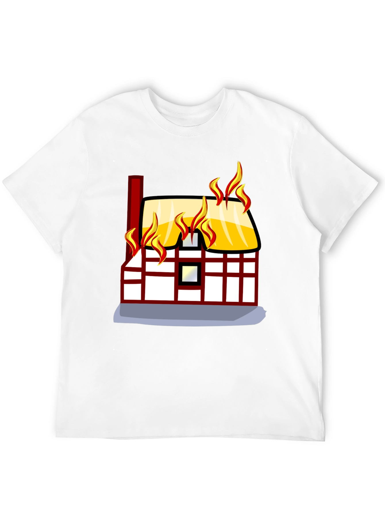 Black Burning House Graphic Tee - Black Cotton T-Shirt view 12