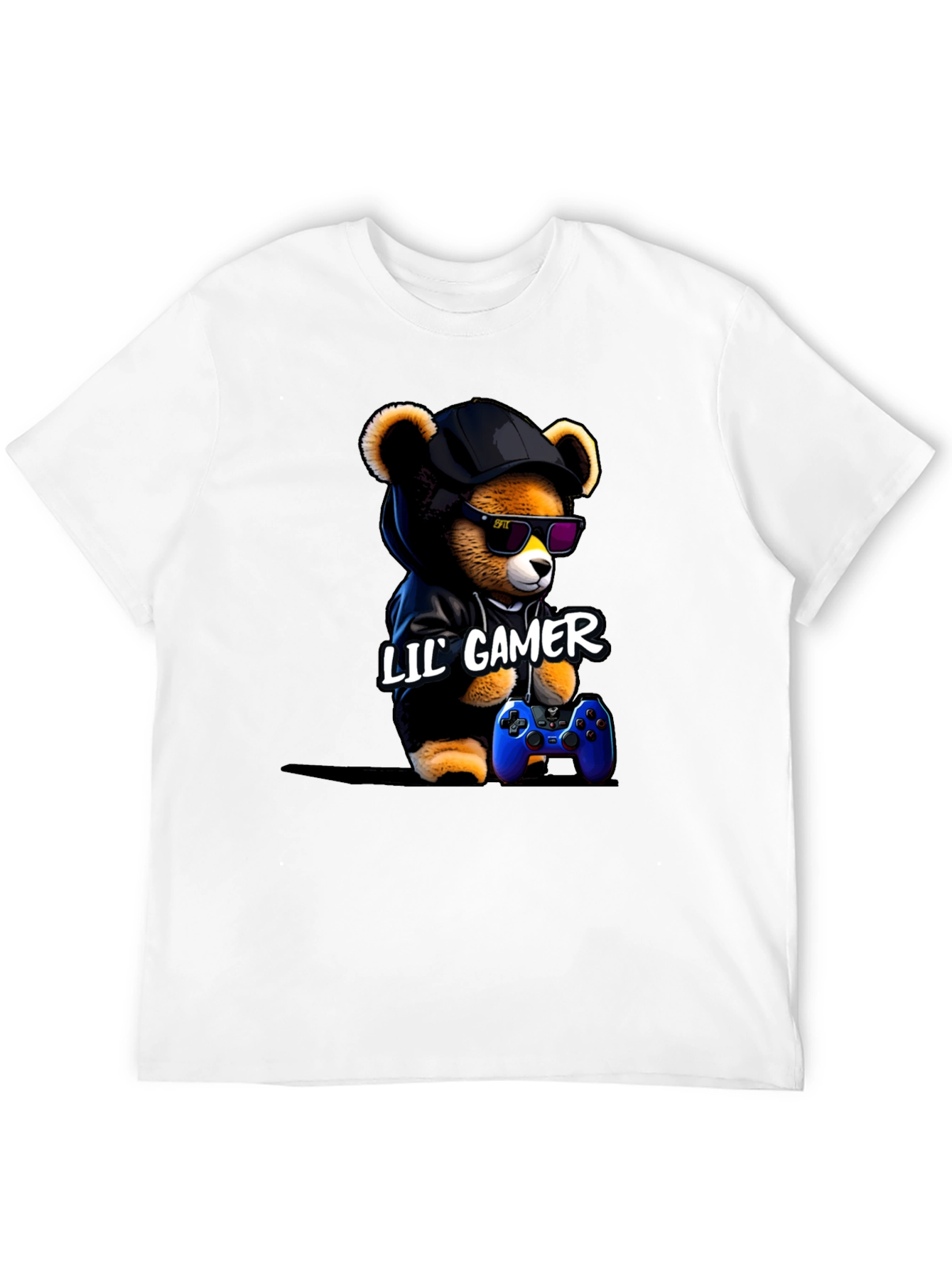 Black Lil' Gamer Bear T-Shirt view 12