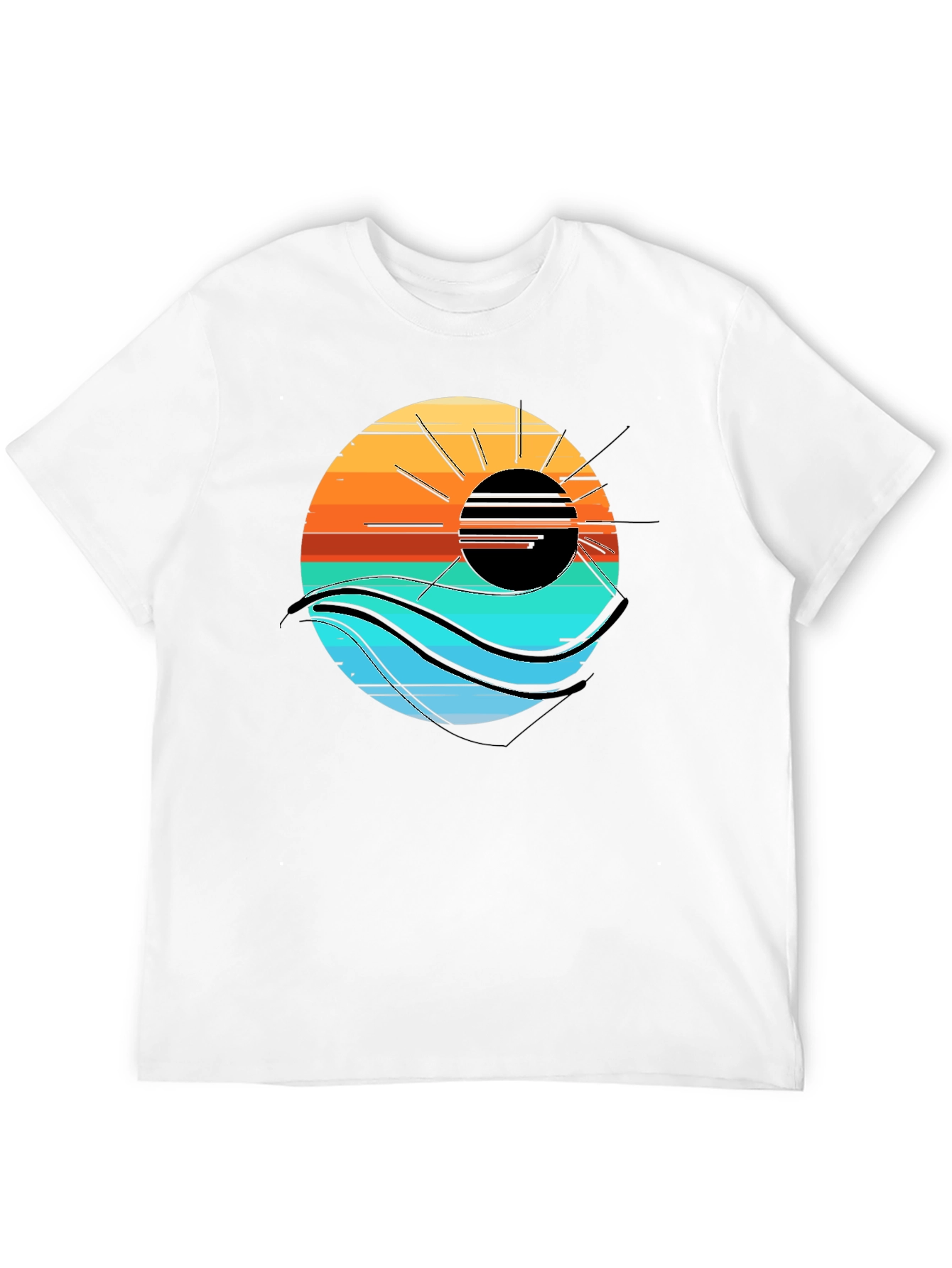 Black Sunset Wave Graphic Tee - Cool Coastal Style view 12